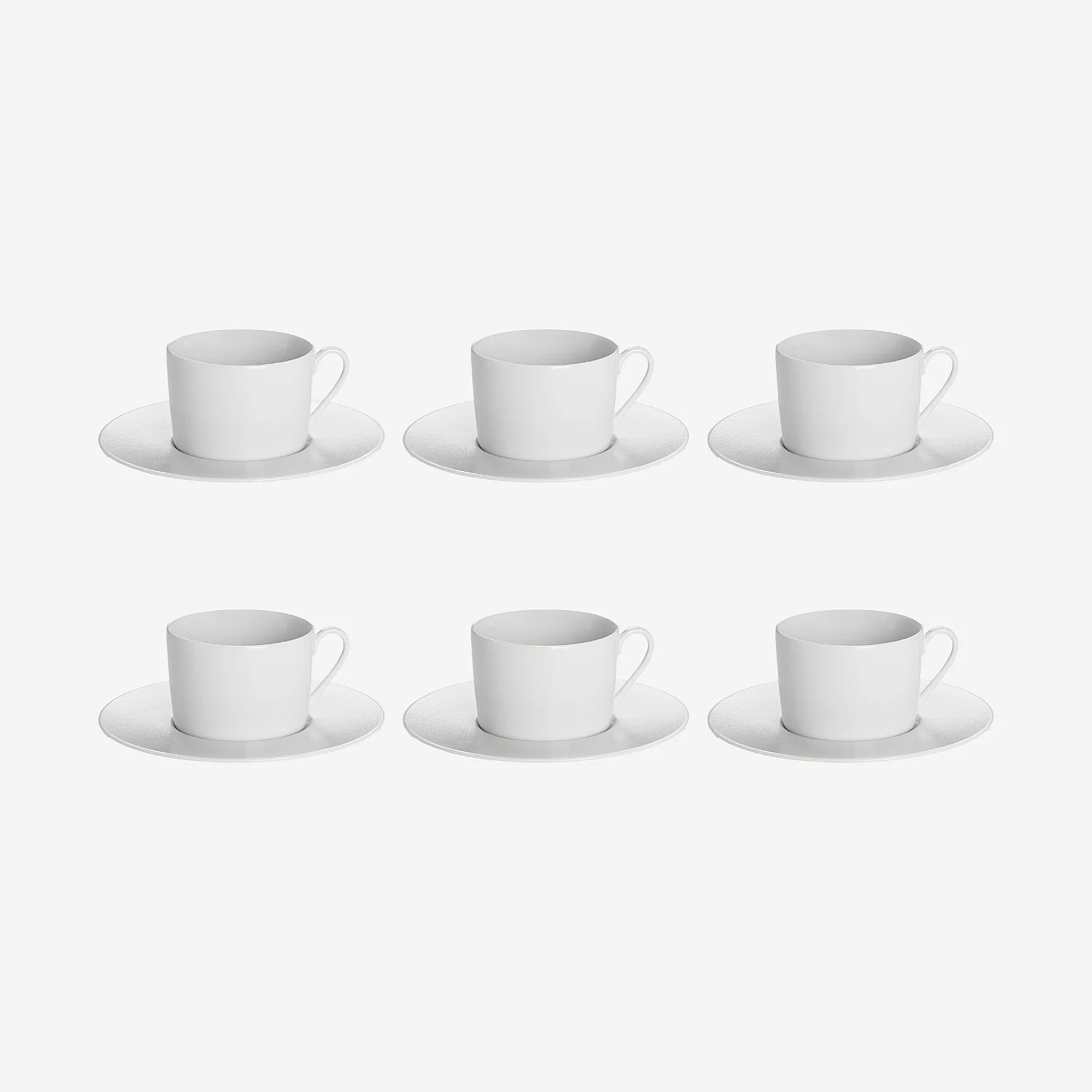 Lot de 6 tasses à café avec soucoupes en porcelaine - 12 cl - Blanc - 1