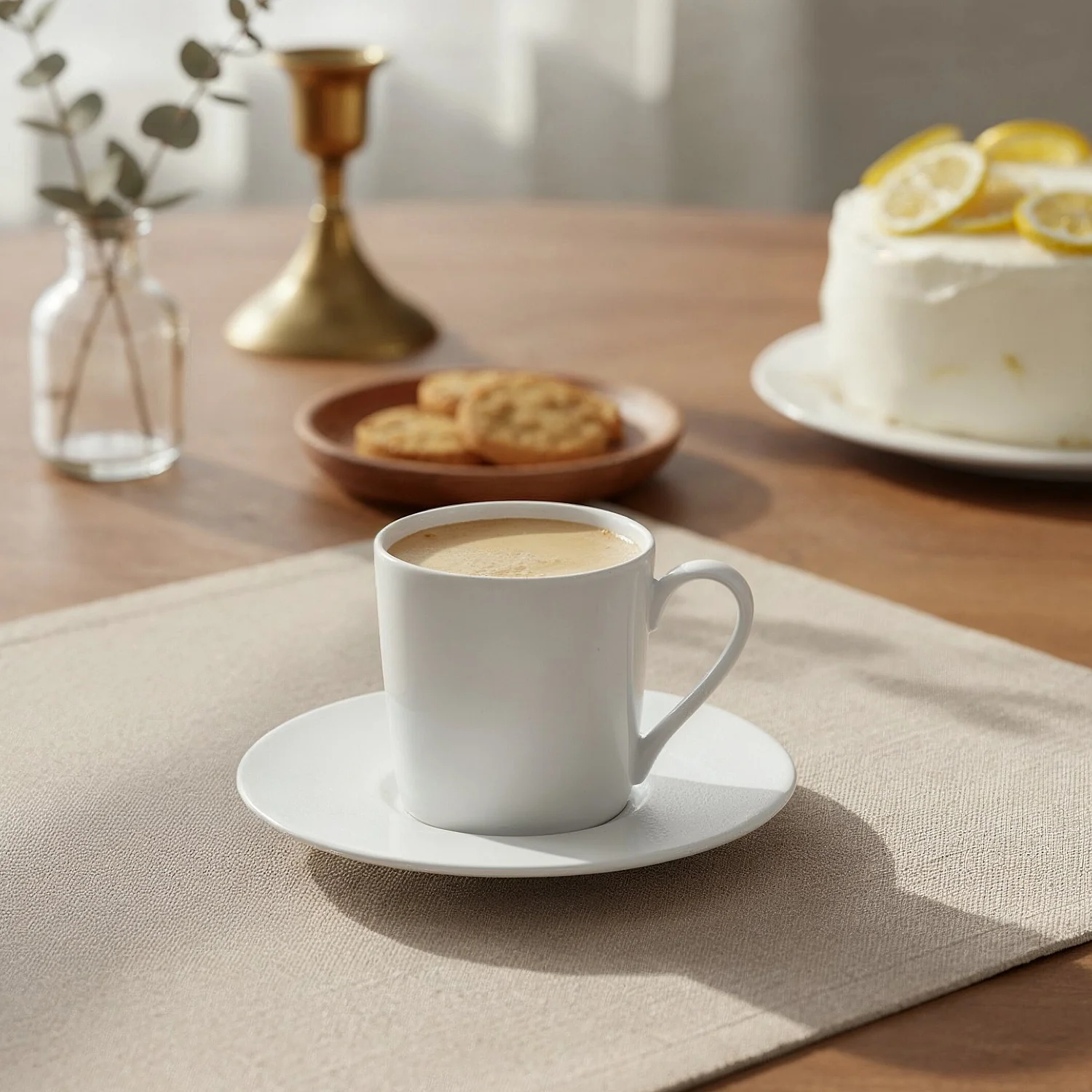 Lot de 6 tasses à thé avec soucoupes en porcelaine - 22 cl - Blanc - 1