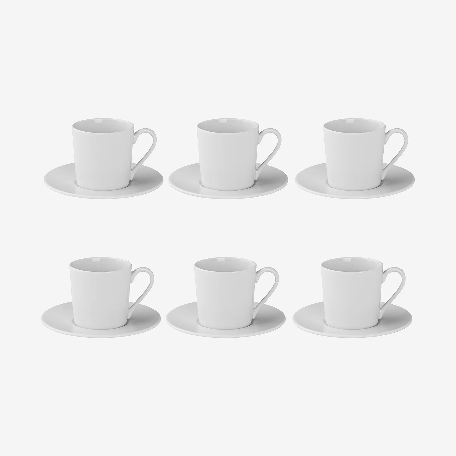 Lot de 6 tasses à thé avec soucoupes en porcelaine - 22 cl - Blanc - 1