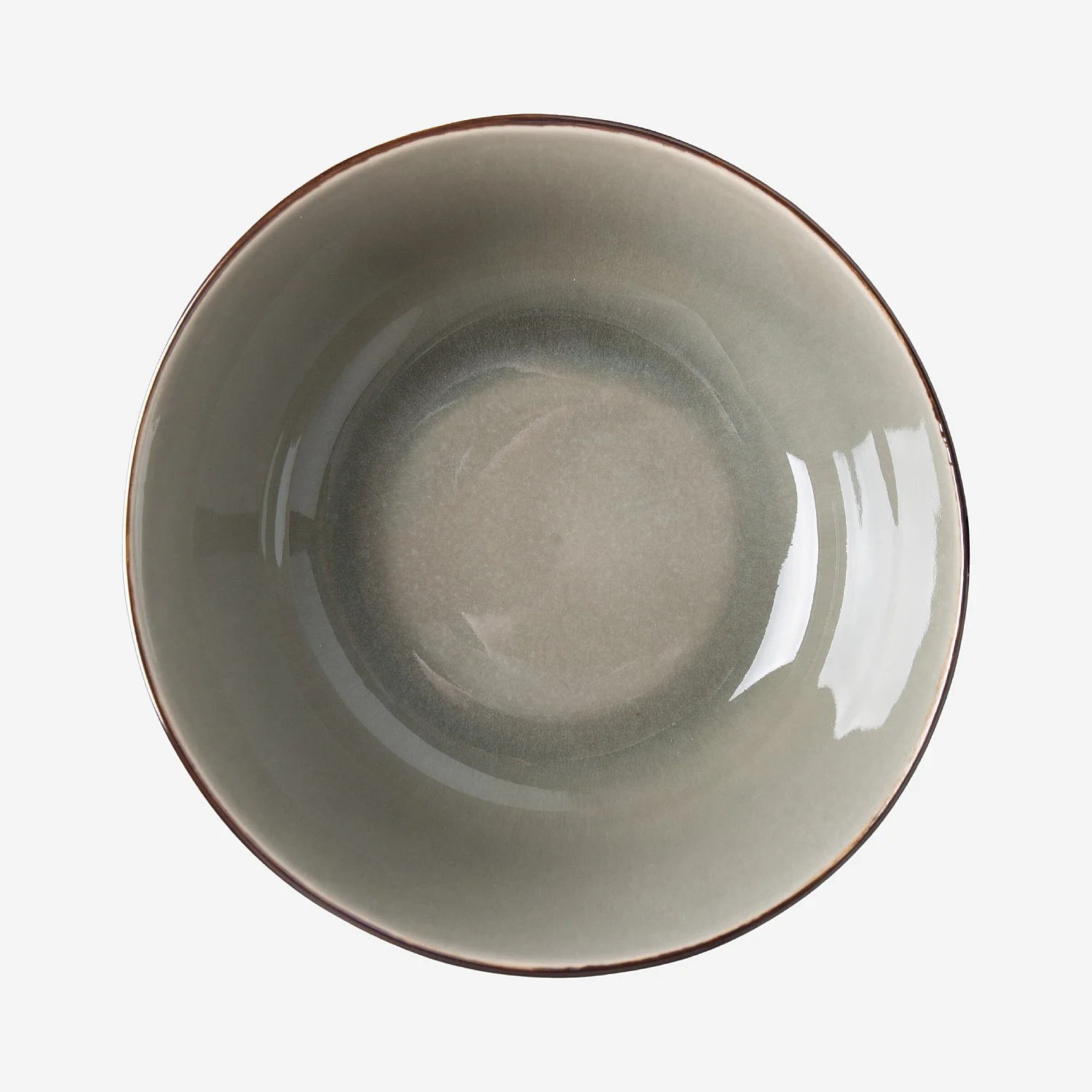 Lot de 6 bols en grès à émail réactif - Vert fumé - 2