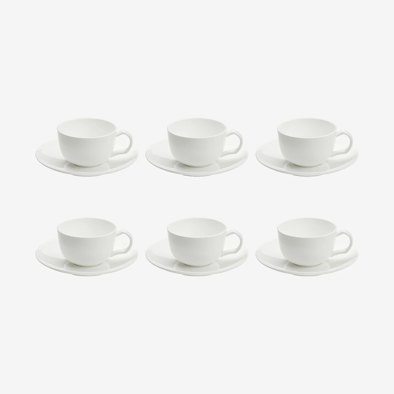 Lot de 6 tasses à espresso avec soucoupes en porcelaine - 9,5 cl - Blanc - 2