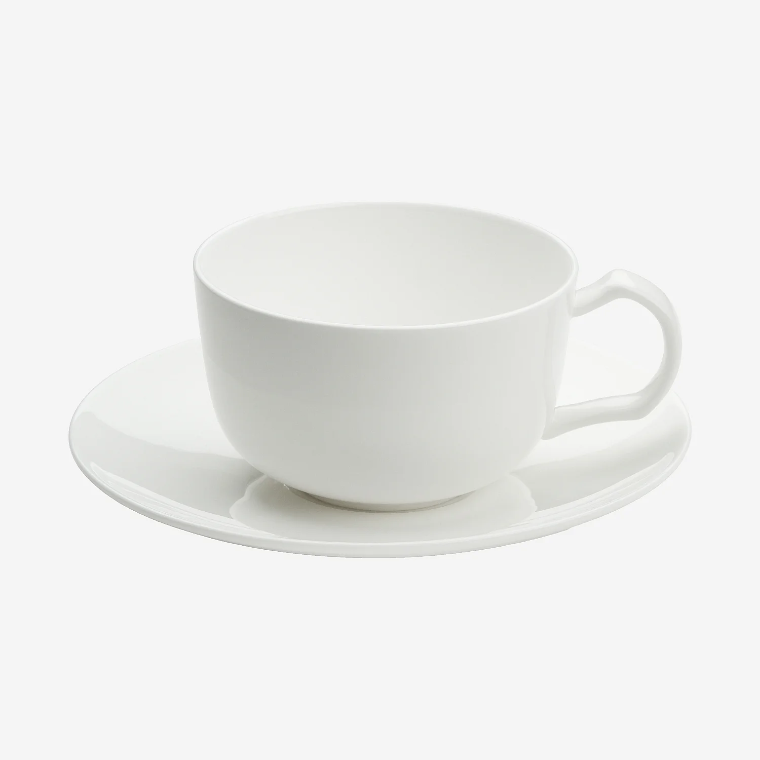 Lot de 6 tasses avec soucoupes en porcelaine - 23 cl - Blanc - 4