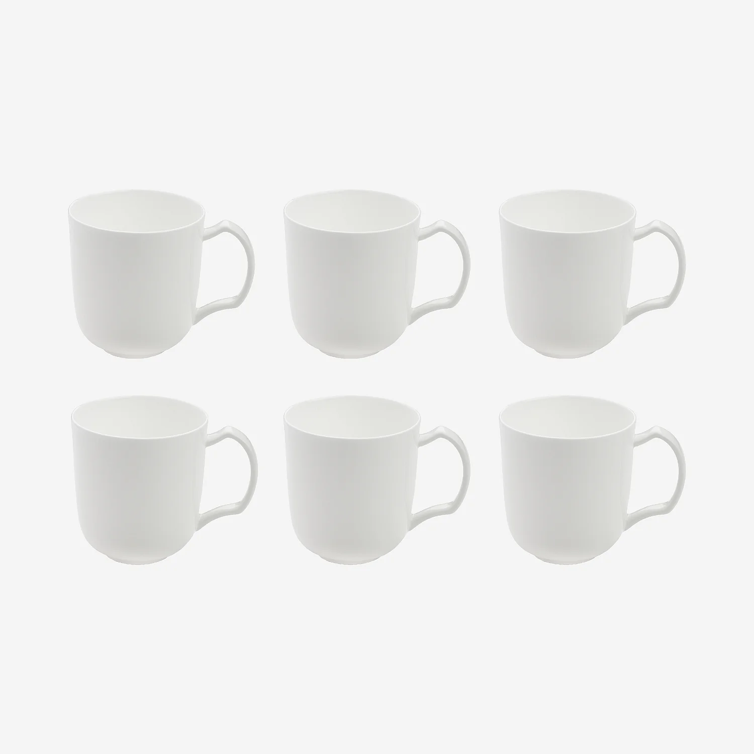 Lot de 6 mugs en porcelaine - 38 cl - Blanc - 2