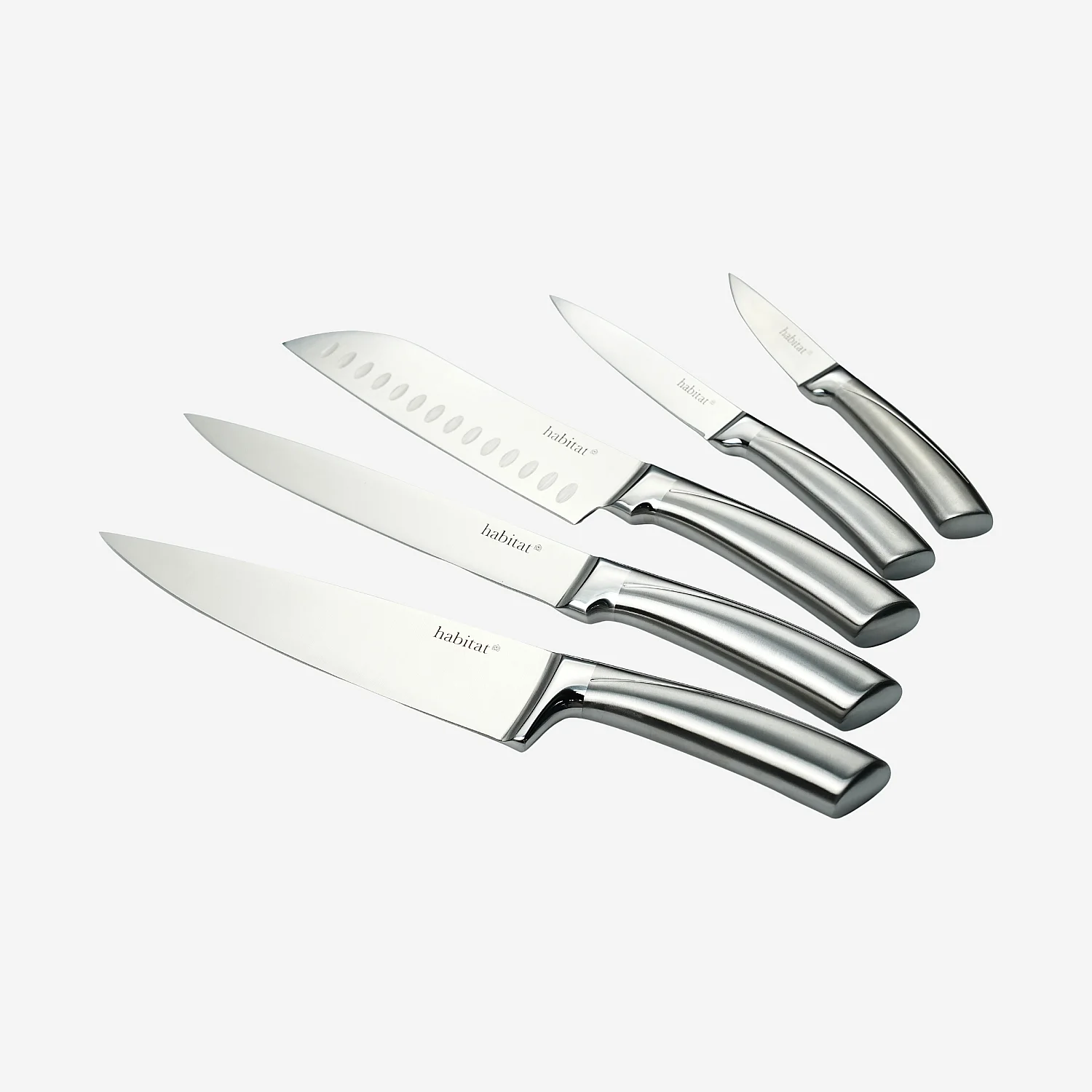 Bloc de 5 couteaux en acier inoxydable - Gris - 2