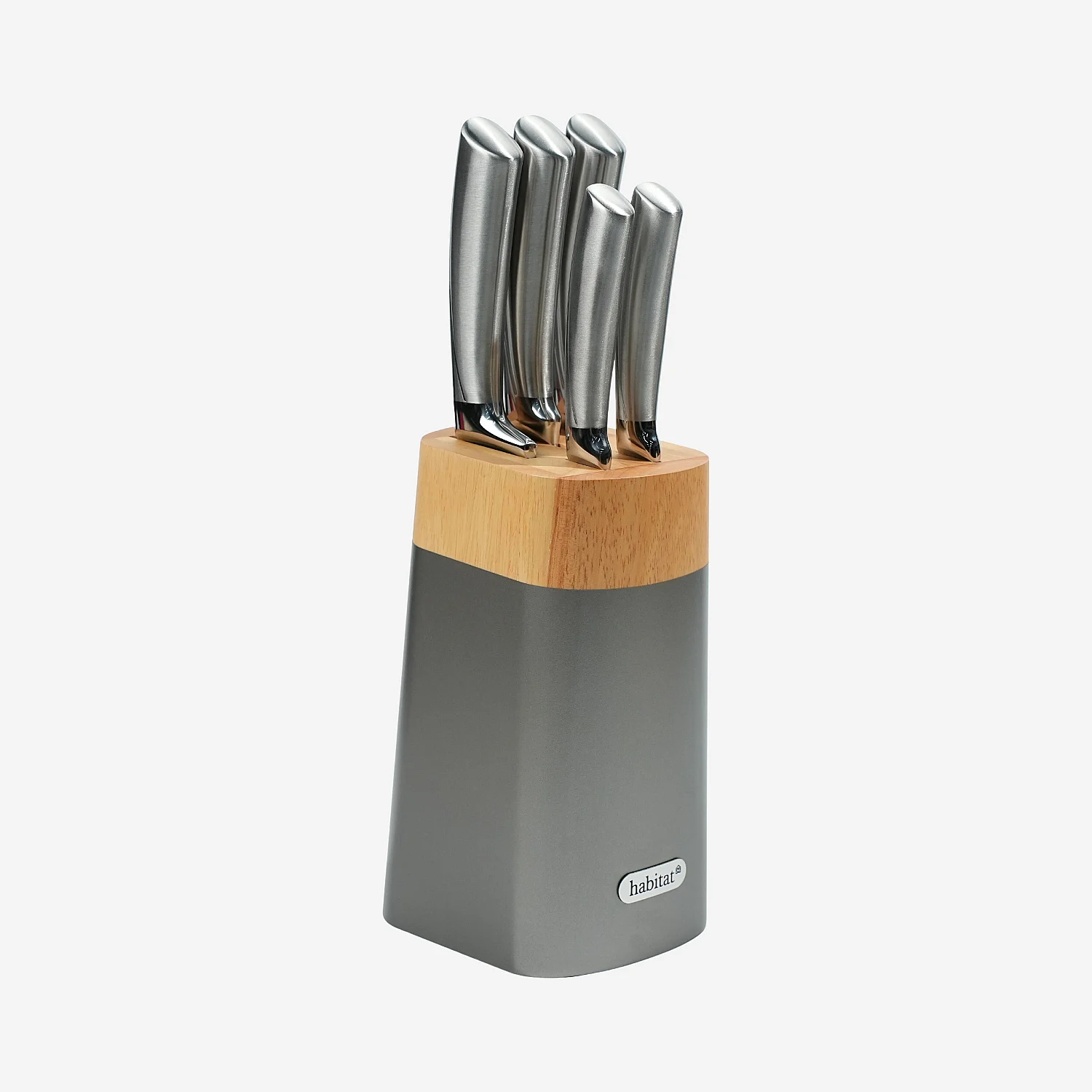 Bloc de 5 couteaux en acier inoxydable - Gris - 5