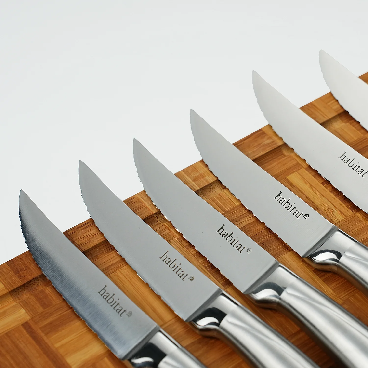 Lot de 6 couteaux à steak en acier inoxydable - 23 cm - Gris - 1