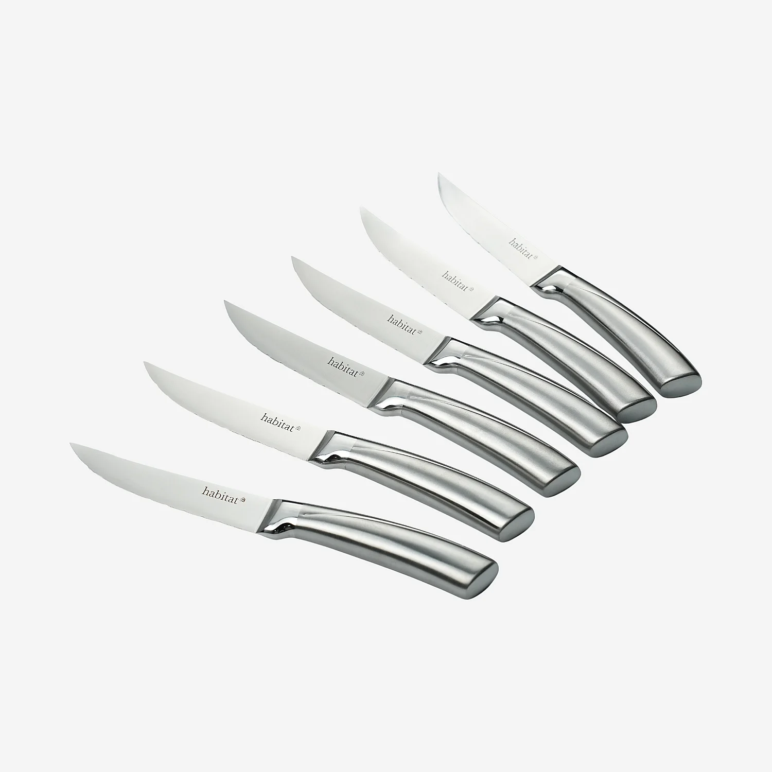 Lot de 6 couteaux à steak en acier inoxydable - 23 cm - Gris - 2