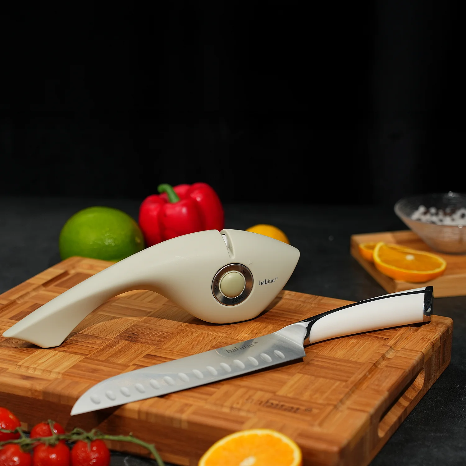 Bloc de 5 couteaux en acier inoxydable - Blanc - 6