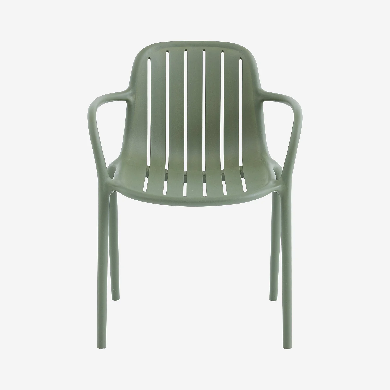 Lot de 2 chaises de jardin en polypropylène avec accoudoirs - Vert olive - 3