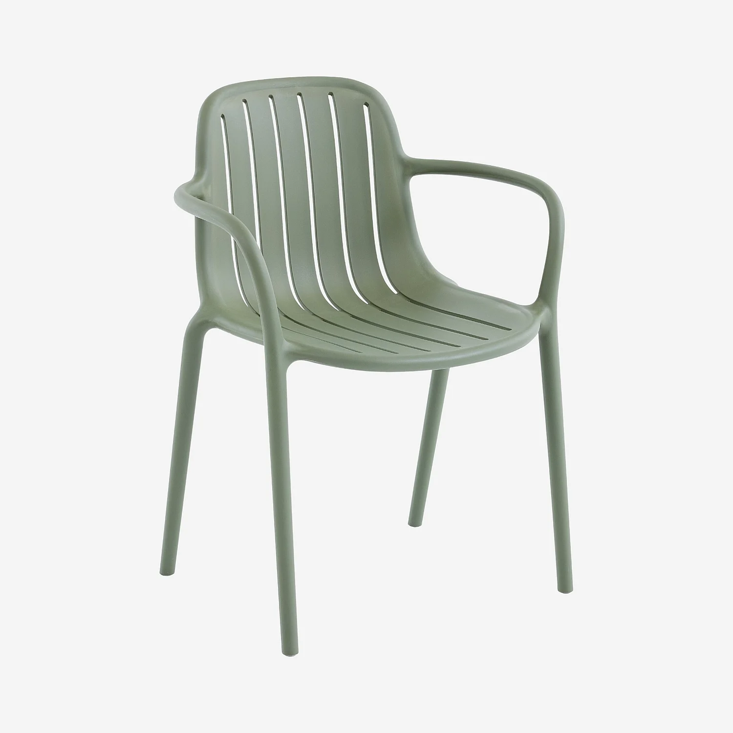 Lot de 2 chaises de jardin en polypropylène avec accoudoirs - Vert olive - 1