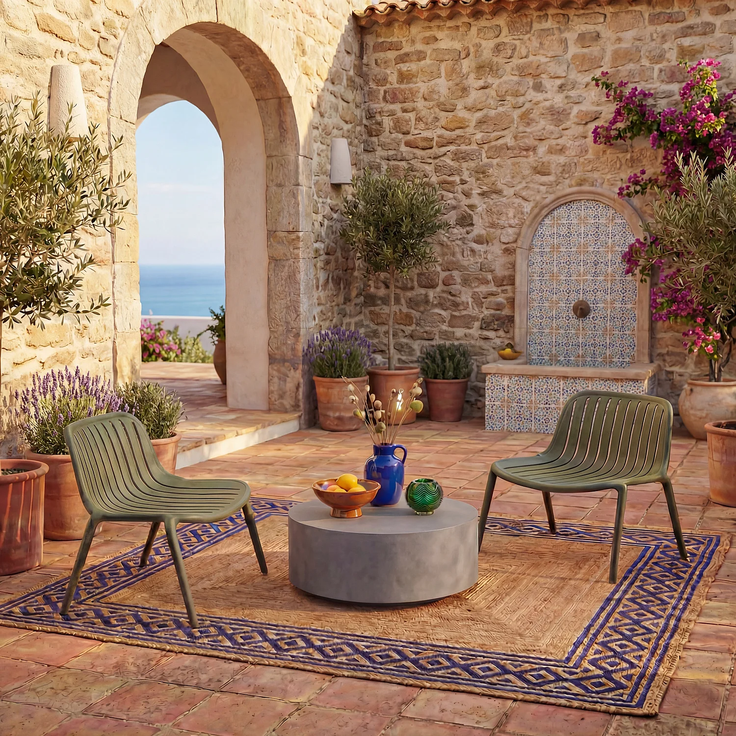 Fauteuil de jardin en polypropylène - Vert olive - 1