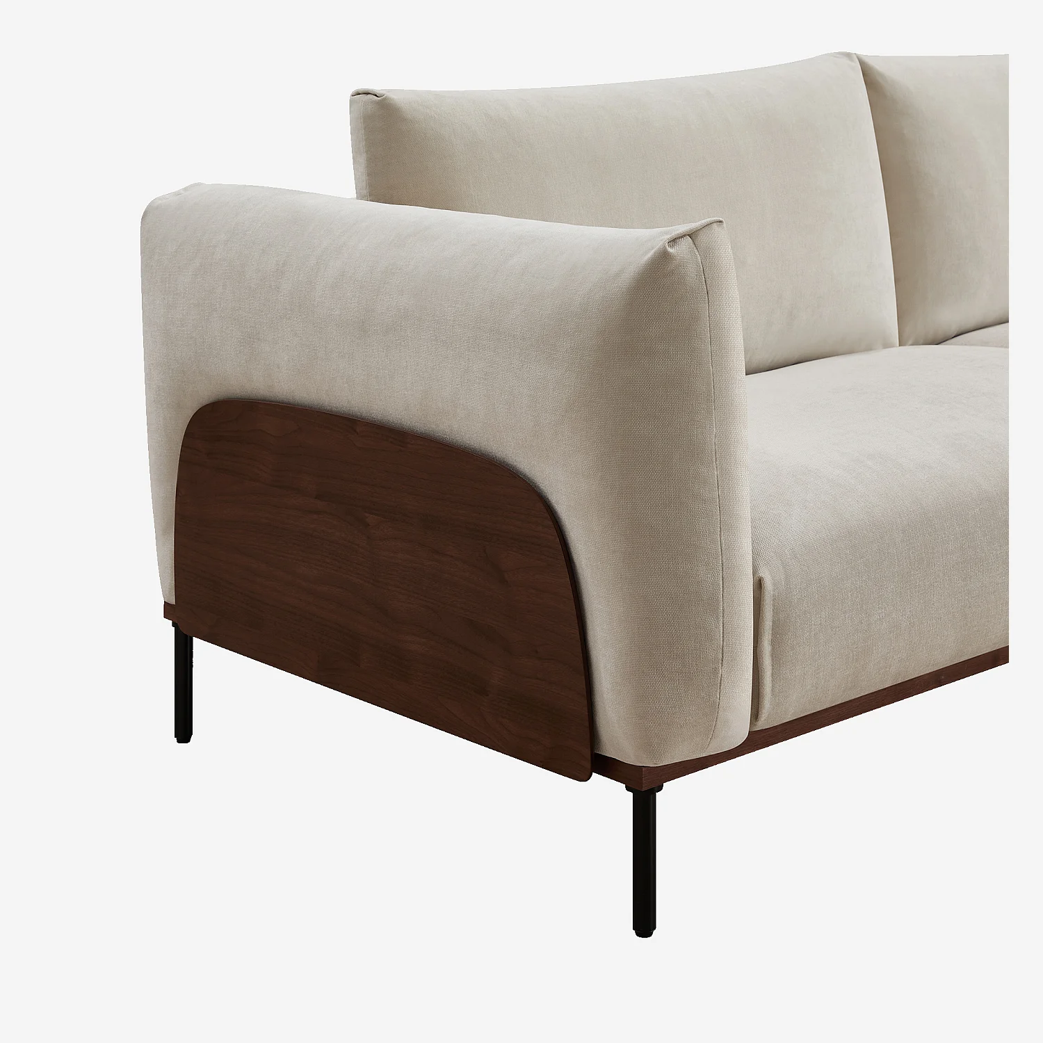 Canapé 3 places en tissu et bois garni de plumes - Sable et noyer - 4