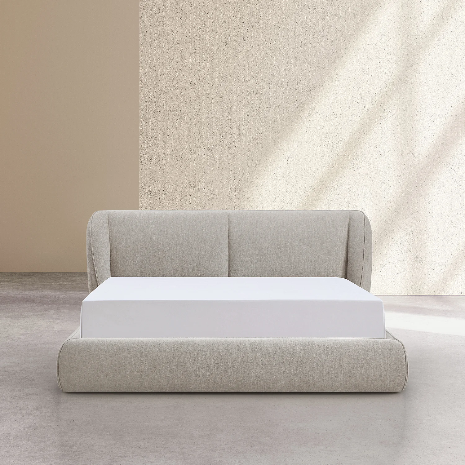 Opbergbed 180 x 200 cm in korte bouclé stof - Taupe - 3