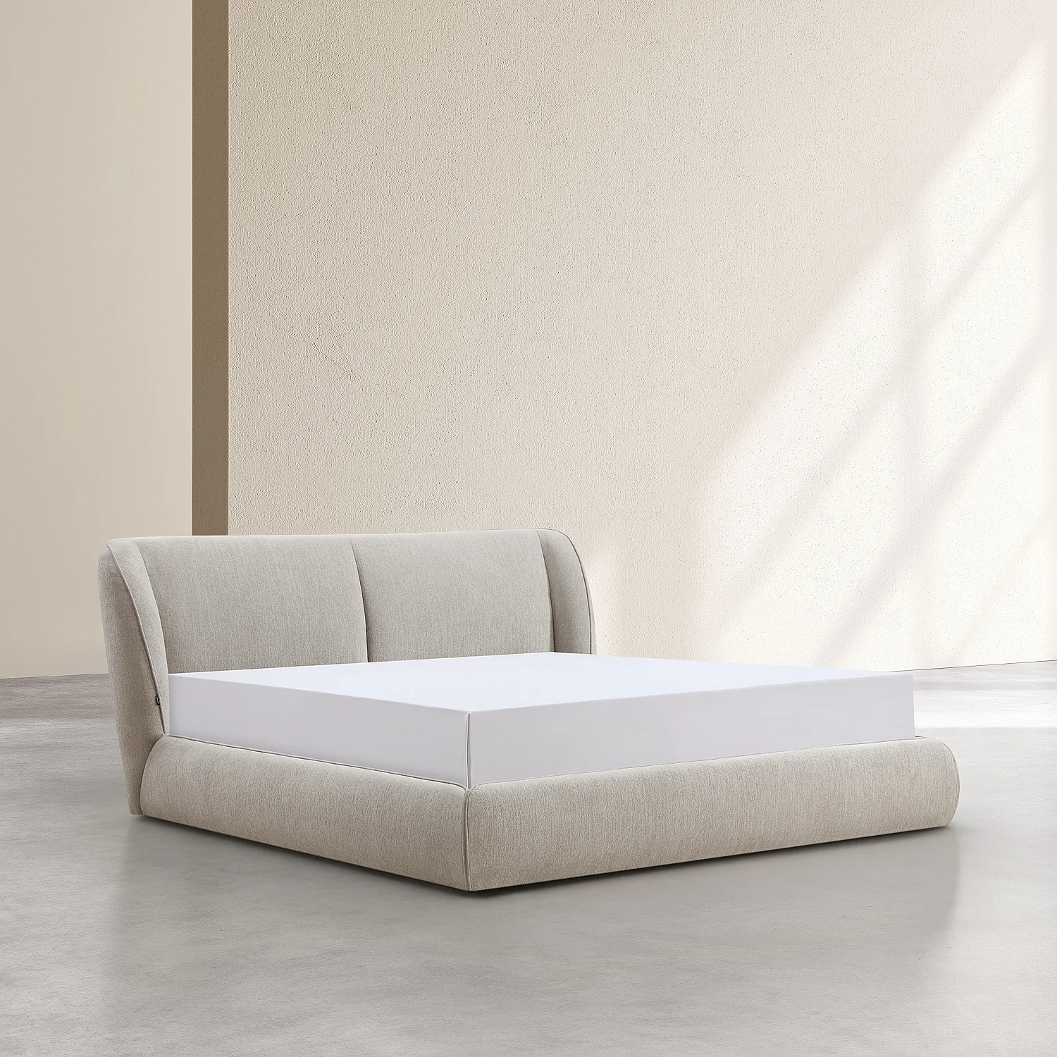 Opbergbed 180 x 200 cm in korte bouclé stof - Taupe - 1