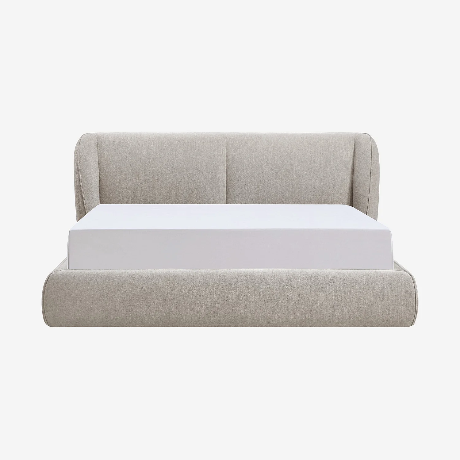 Lit coffre 180 x 200 cm en tissu bouclette courte - Taupe - 3