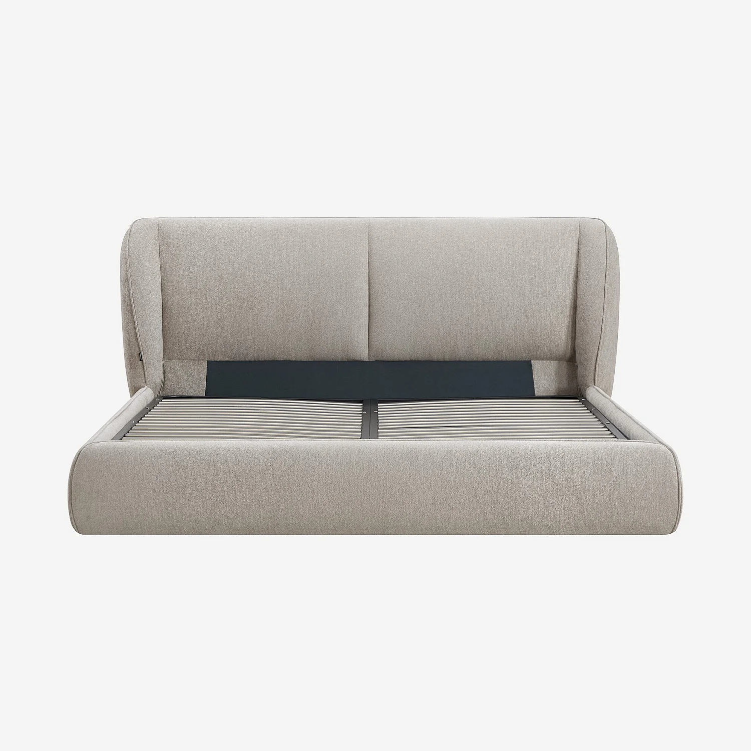 Lit coffre 180 x 200 cm en tissu bouclette courte - Taupe - 4