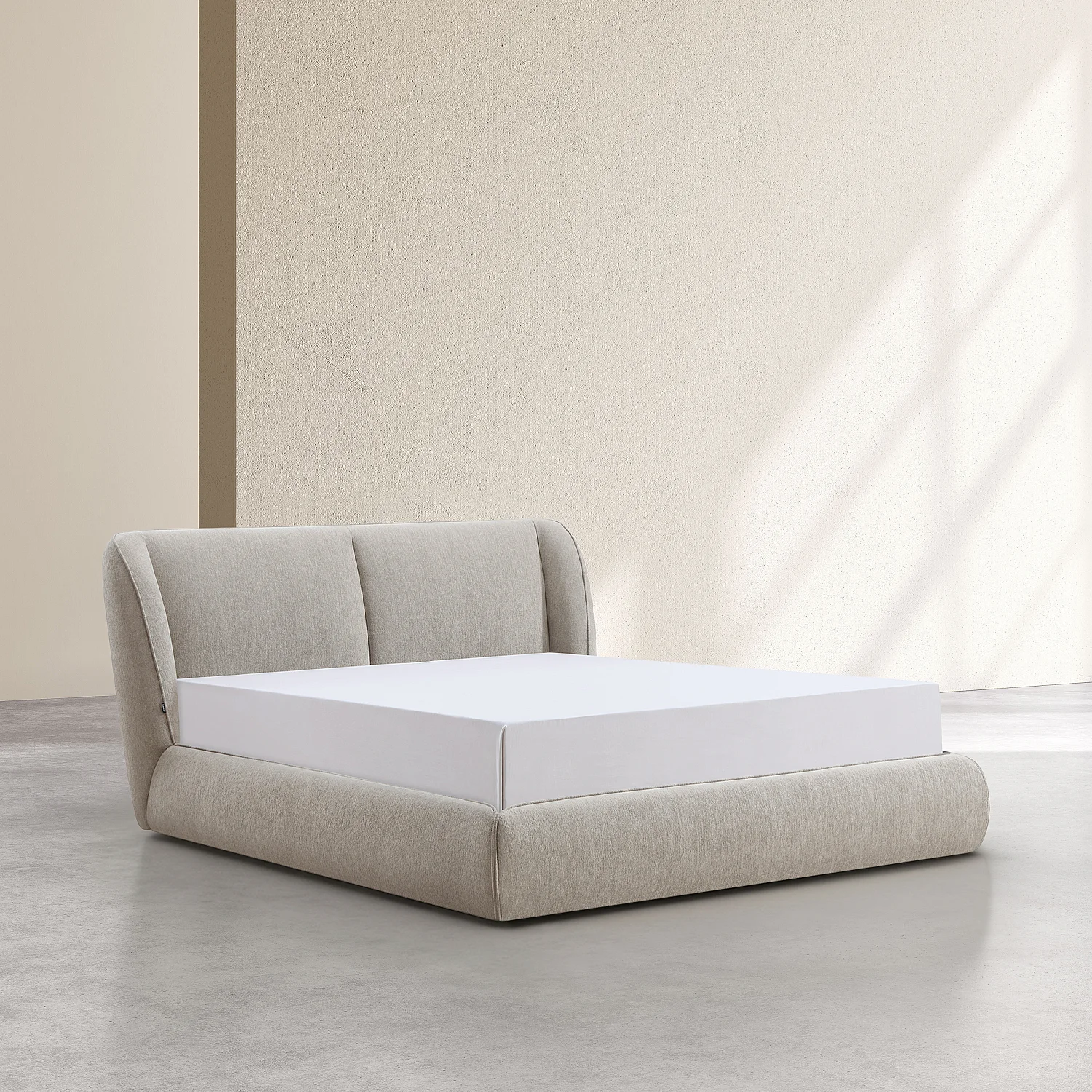 Opbergbed 160 x 200 cm in korte bouclé stof - Taupe - 1