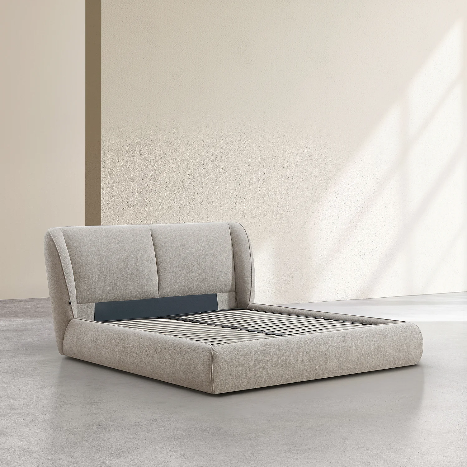 Opbergbed 160 x 200 cm in korte bouclé stof - Taupe - 5