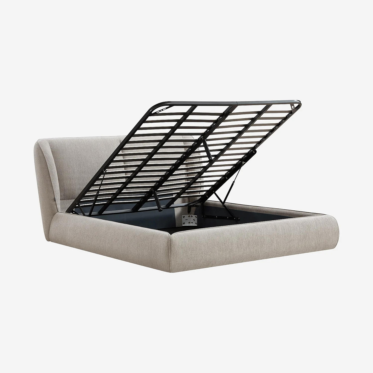 Lit coffre 160 x 200 cm en tissu bouclette courte - Taupe - 2