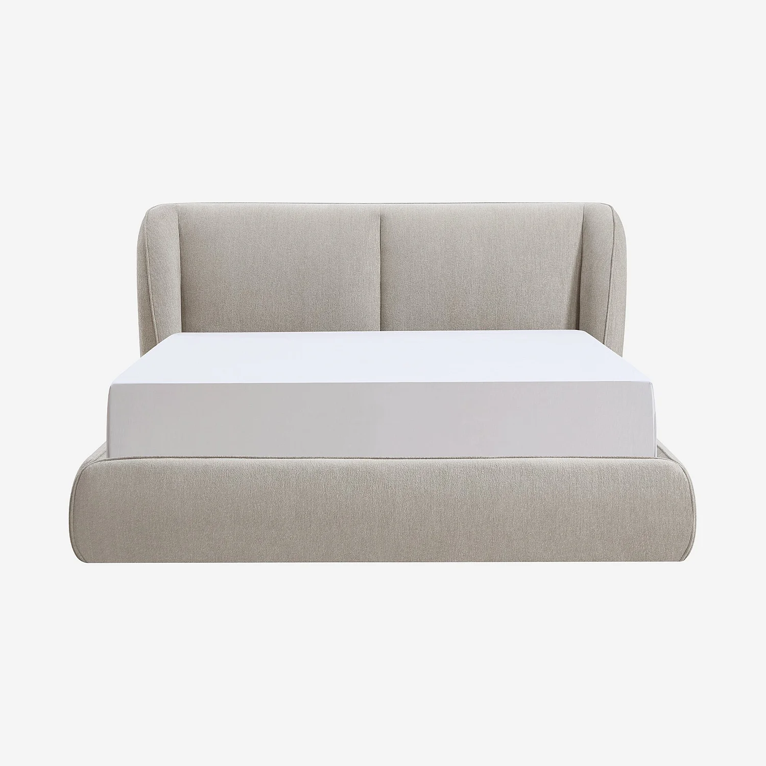 Lit coffre 160 x 200 cm en tissu bouclette courte - Taupe - 3