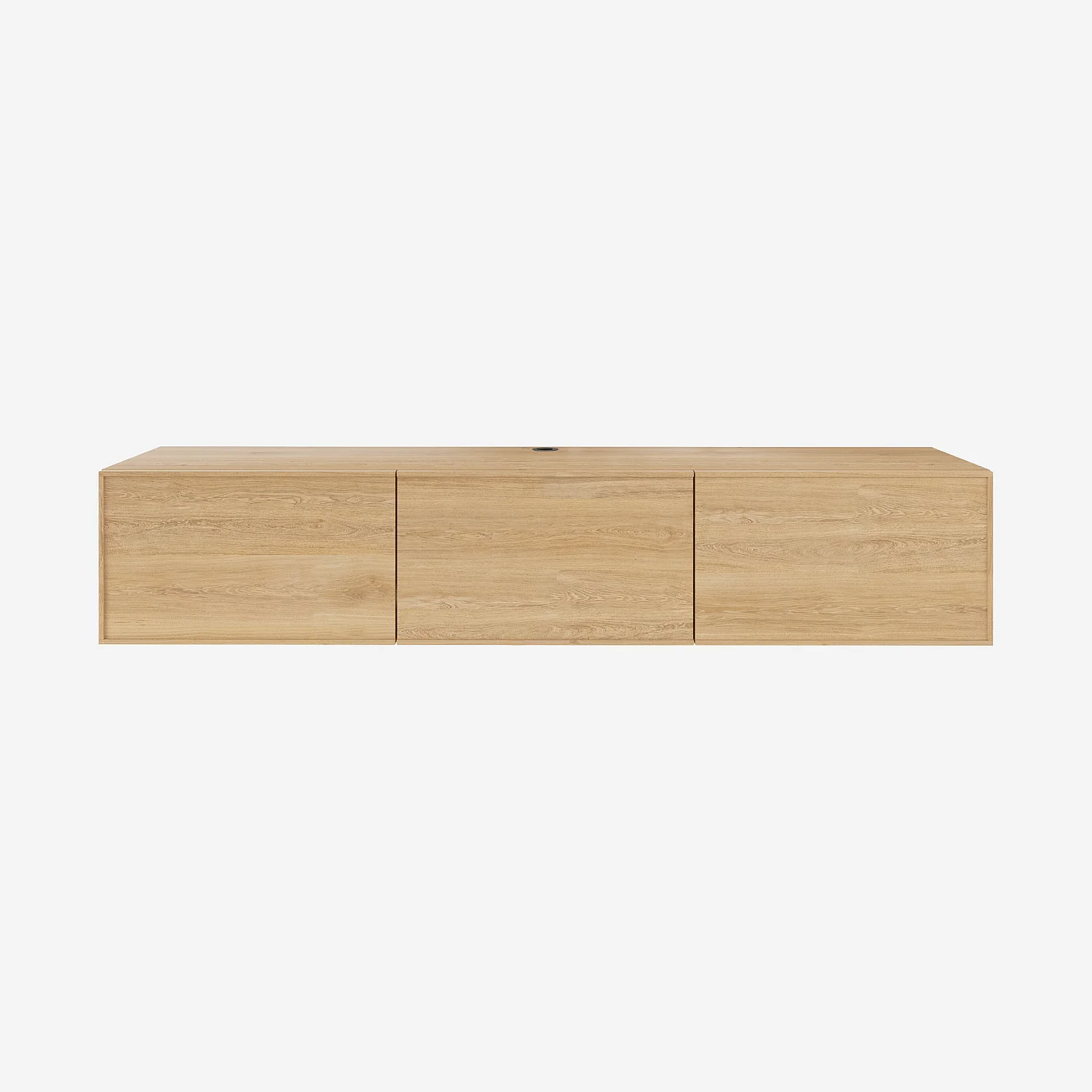 Meuble TV suspendu 2 portes 1 abattant en chêne - Naturel - 1