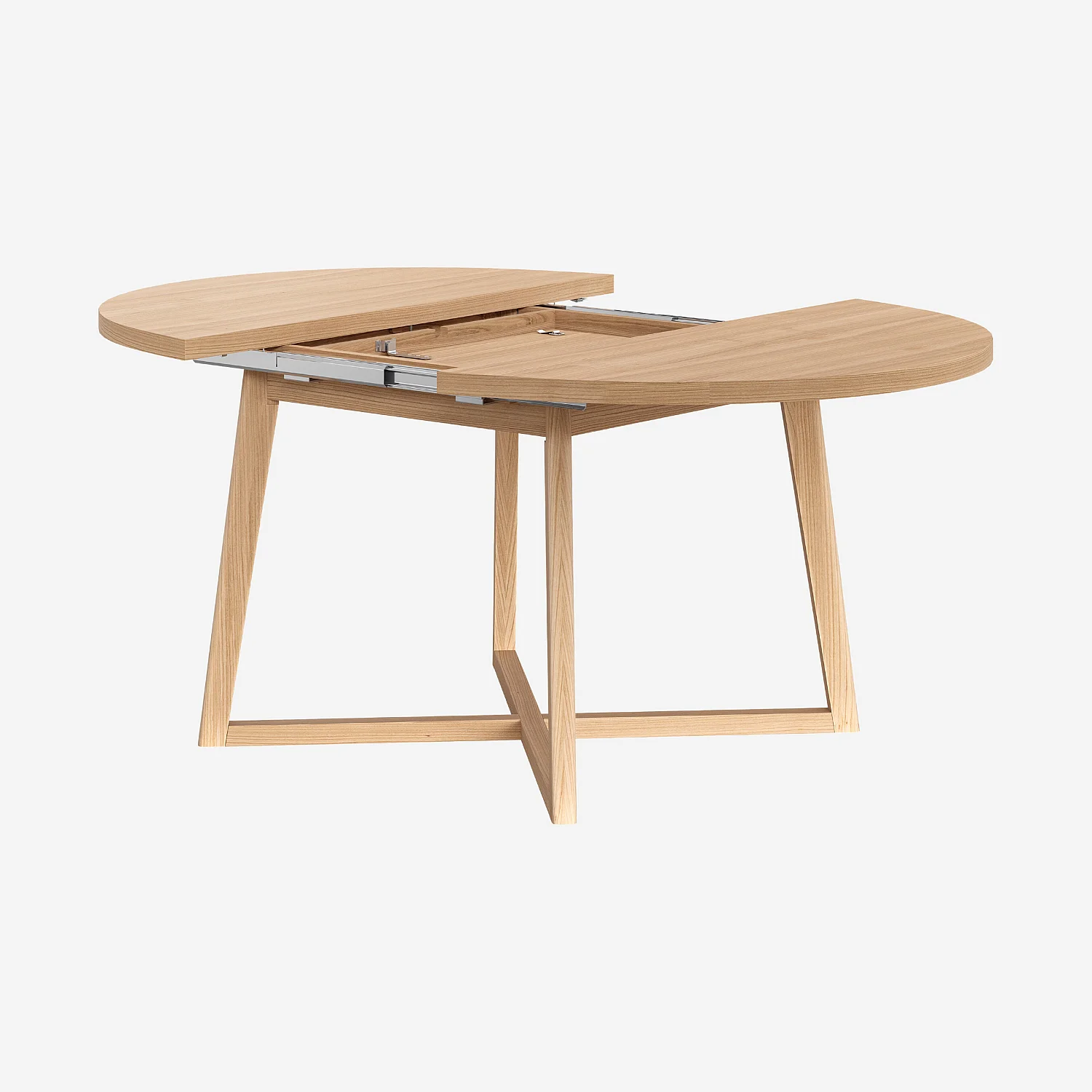 Table ronde extensible en chêne - Naturel - 2