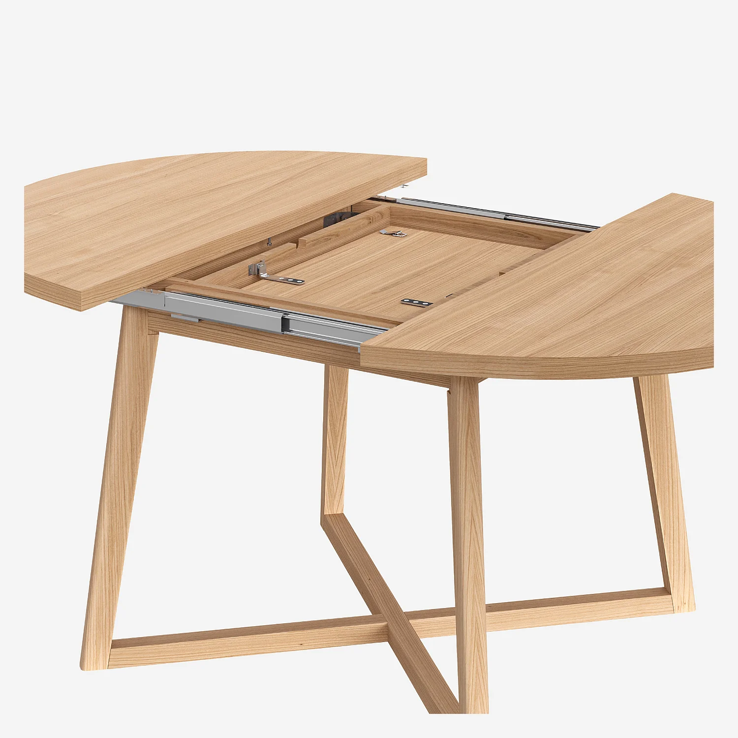 Table ronde extensible en chêne - Naturel - 4