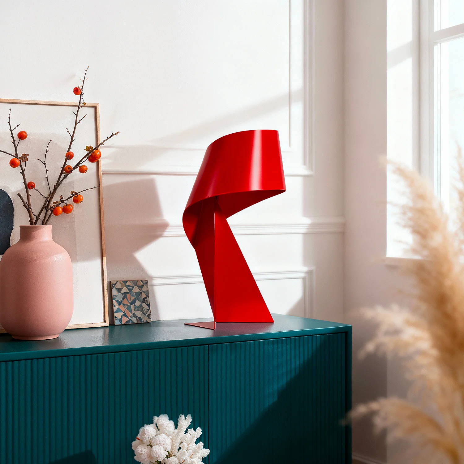 Edición limitada - Lámpara de mesa de metal - Rojo Cereza - 35 cm - Design by Claire Norcross - 1