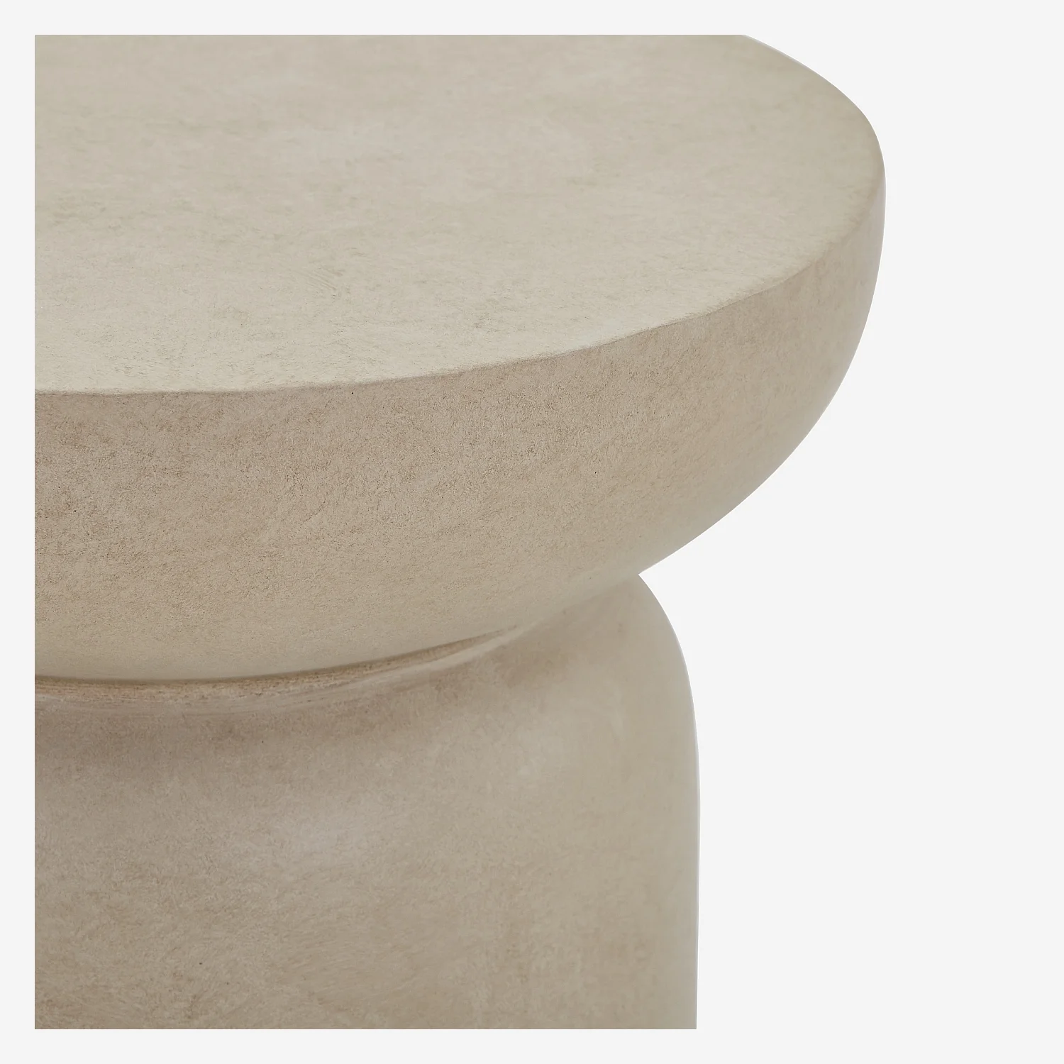 Table d'appoint de jardin en fibre de ciment effet travertin - 35 cm - Beige sable - 3