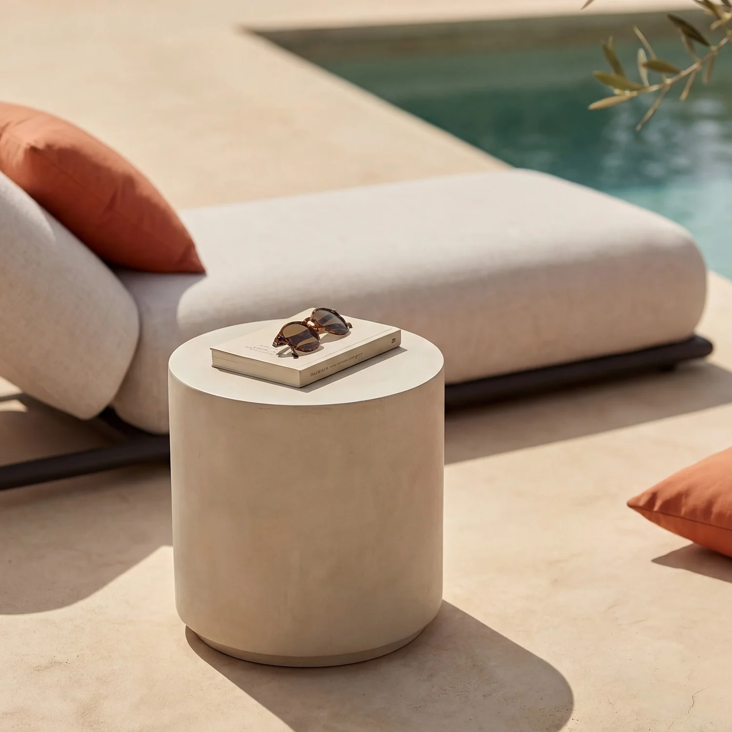 Table d'appoint de jardin en fibre de ciment - Beige sable - 1