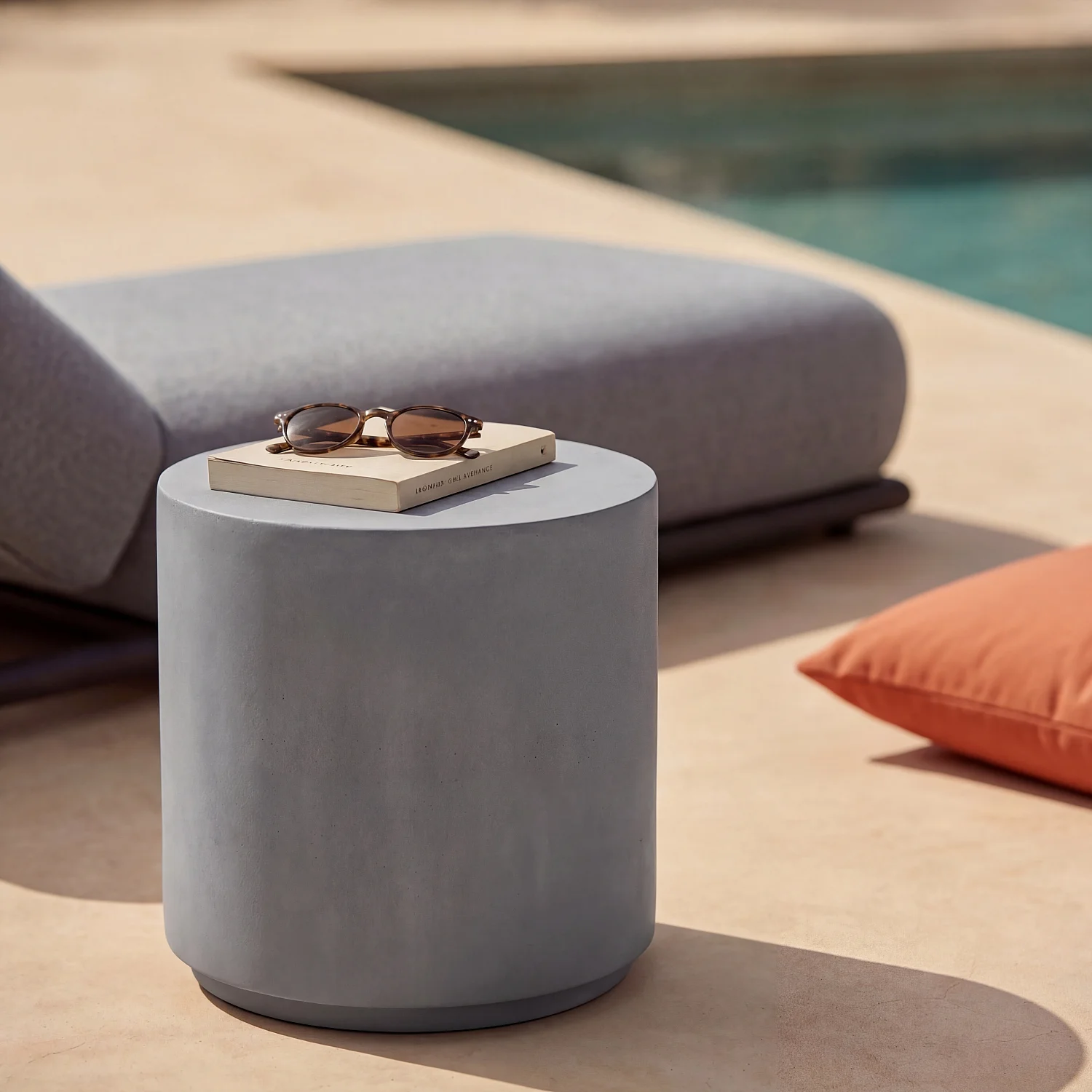 Table d'appoint de jardin en fibre de ciment - Gris ardoise - 1