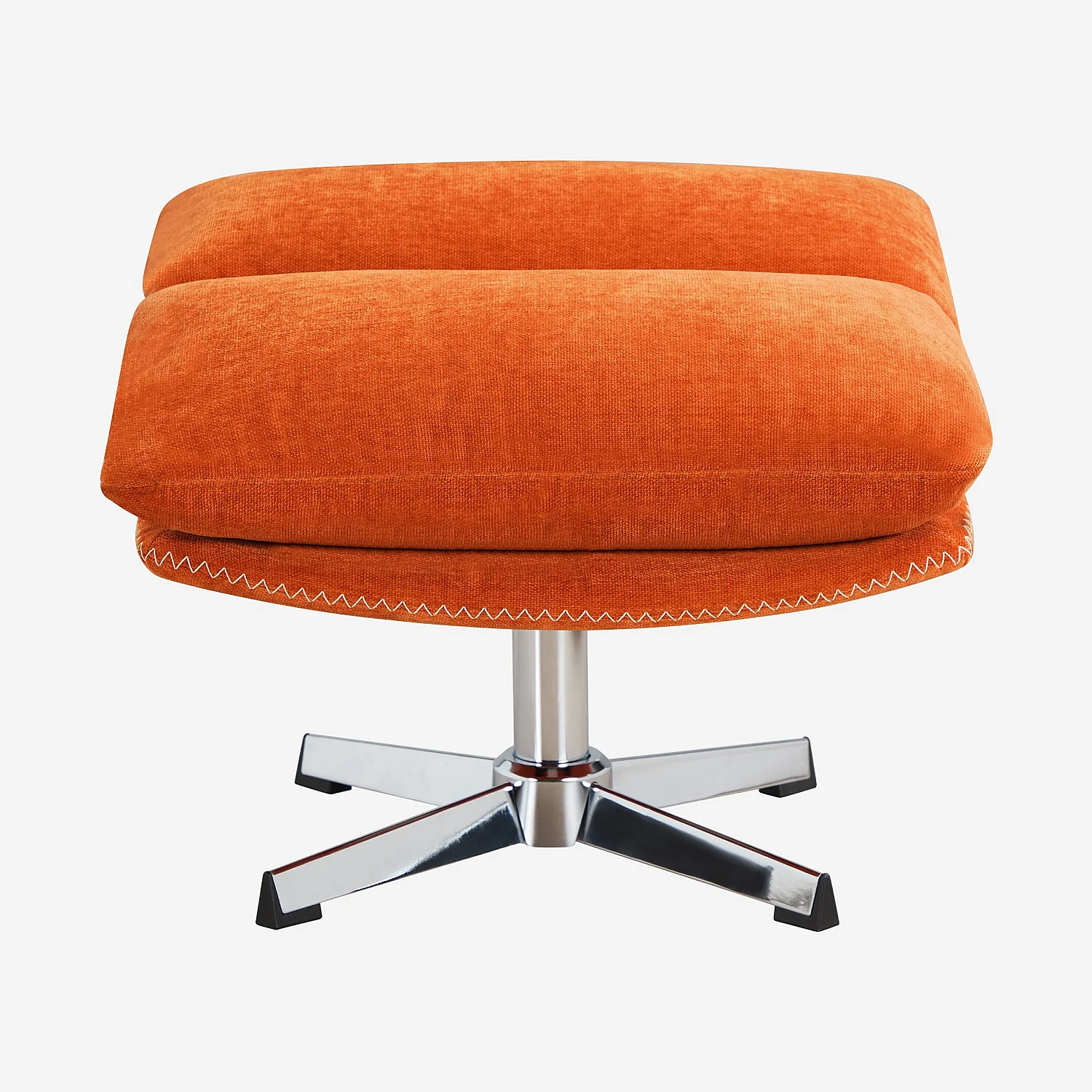 Fauteuil pivotant avec repose-pieds en tissu et métal chromé - Orange - 4