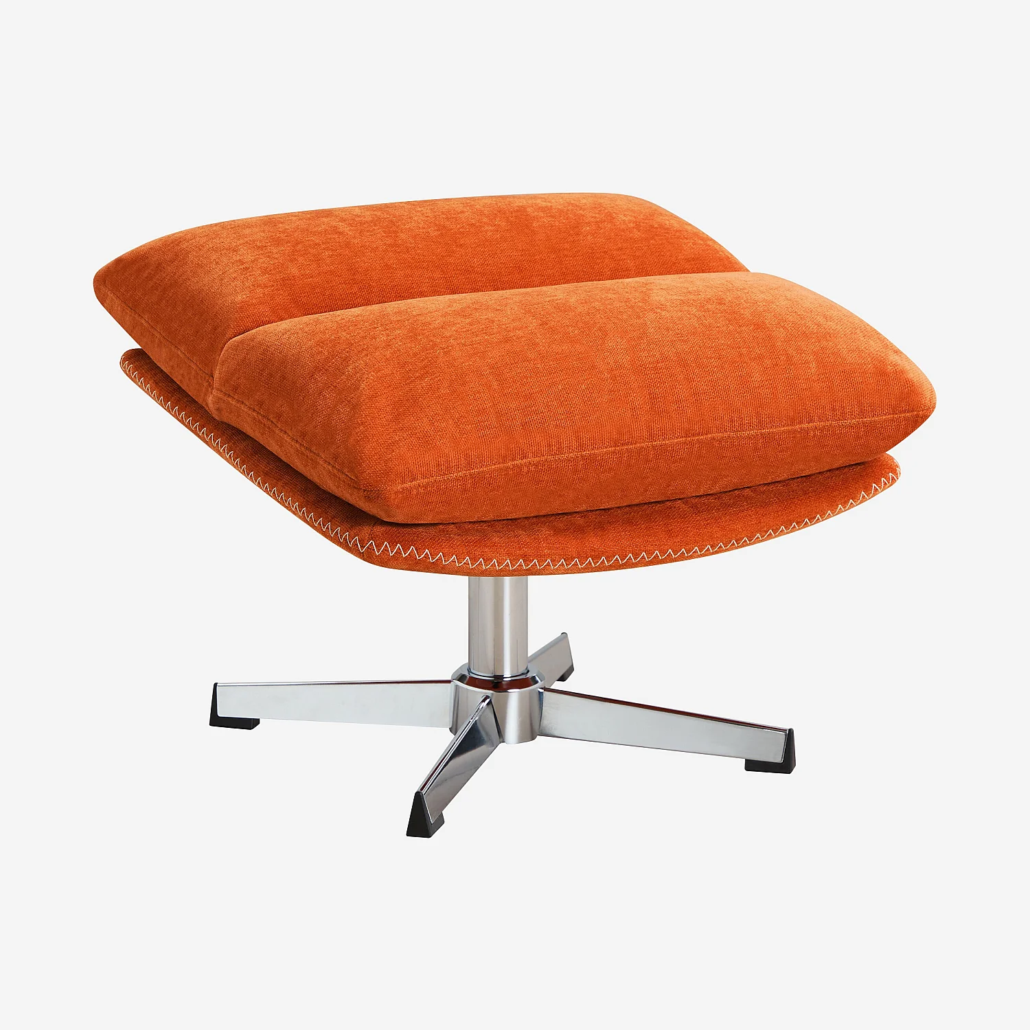 Fauteuil pivotant avec repose-pieds en tissu et métal chromé - Orange - 2