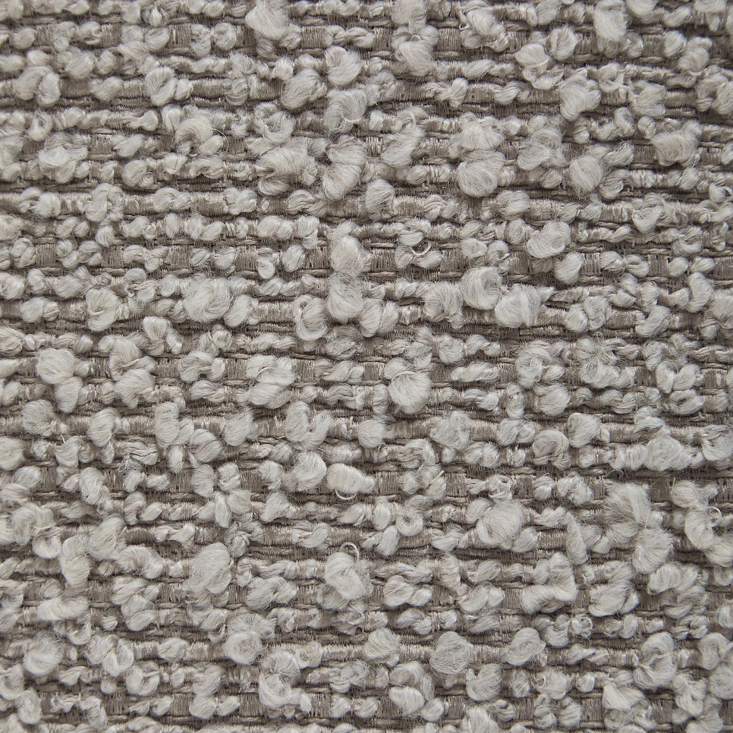 Panca in tessuto bouclé e legno - Grigio perla e noce - 4