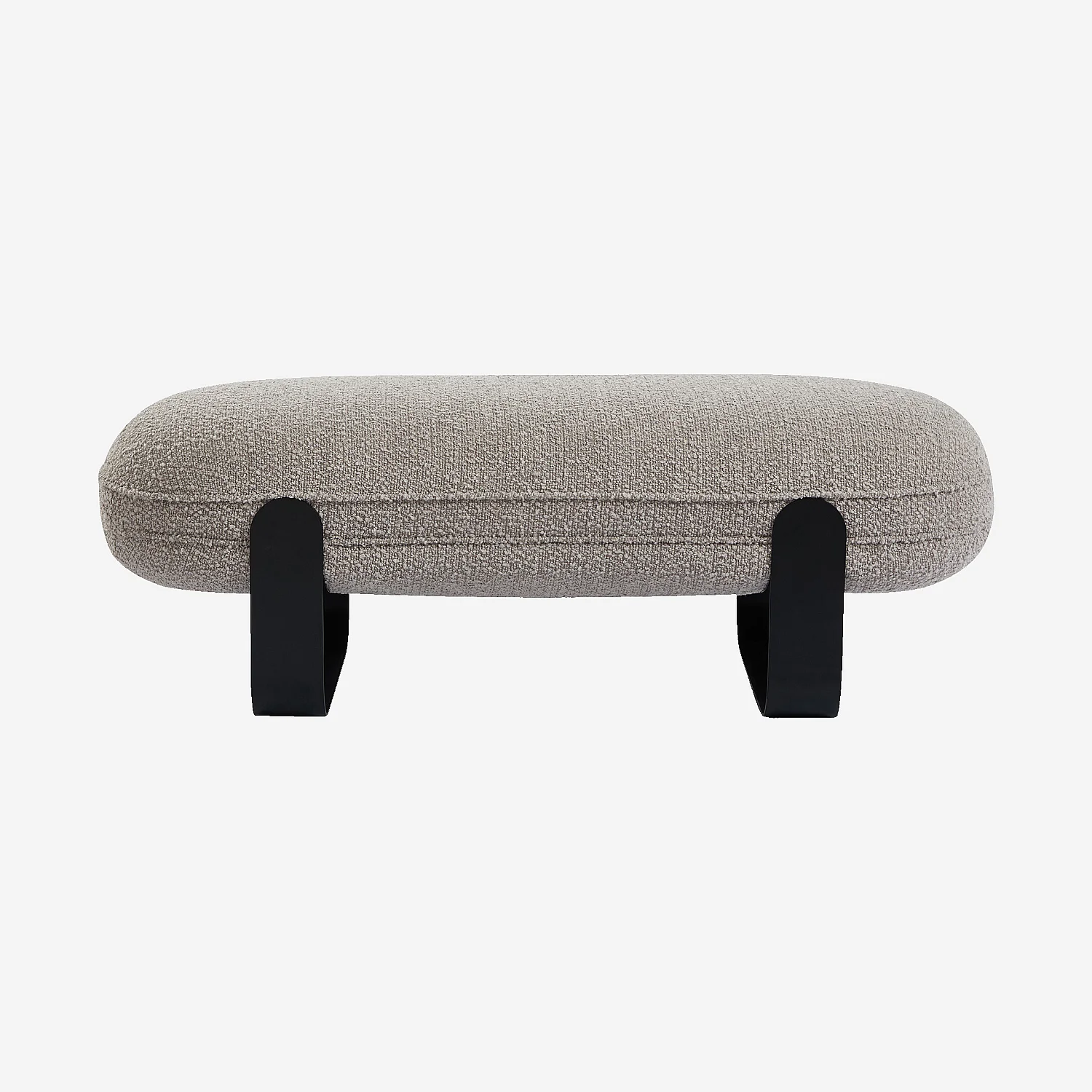 Panca in tessuto bouclé e metallo - Grigio perla e nero - 2