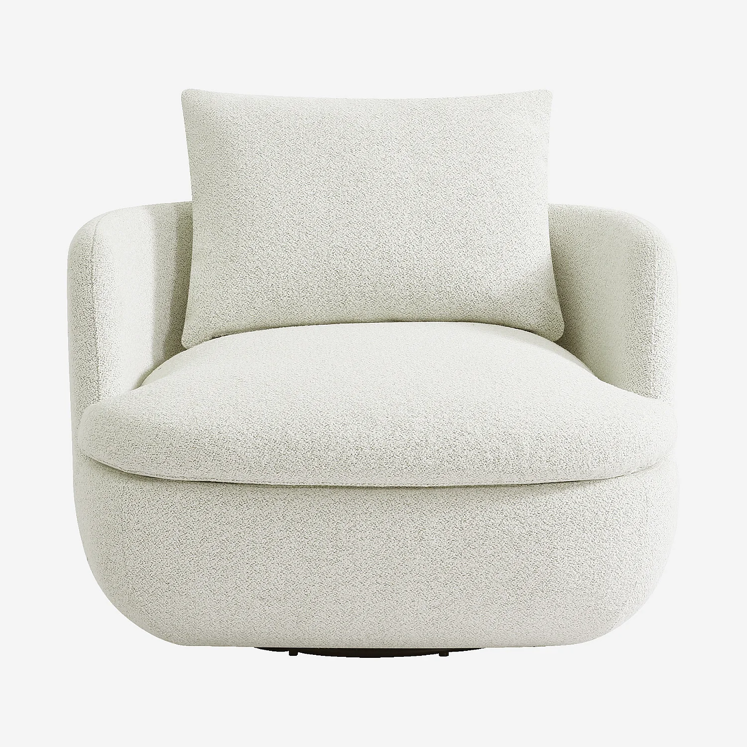 Fauteuil pivotant en tissu bouclette garni de plumes - Ivoire - 5