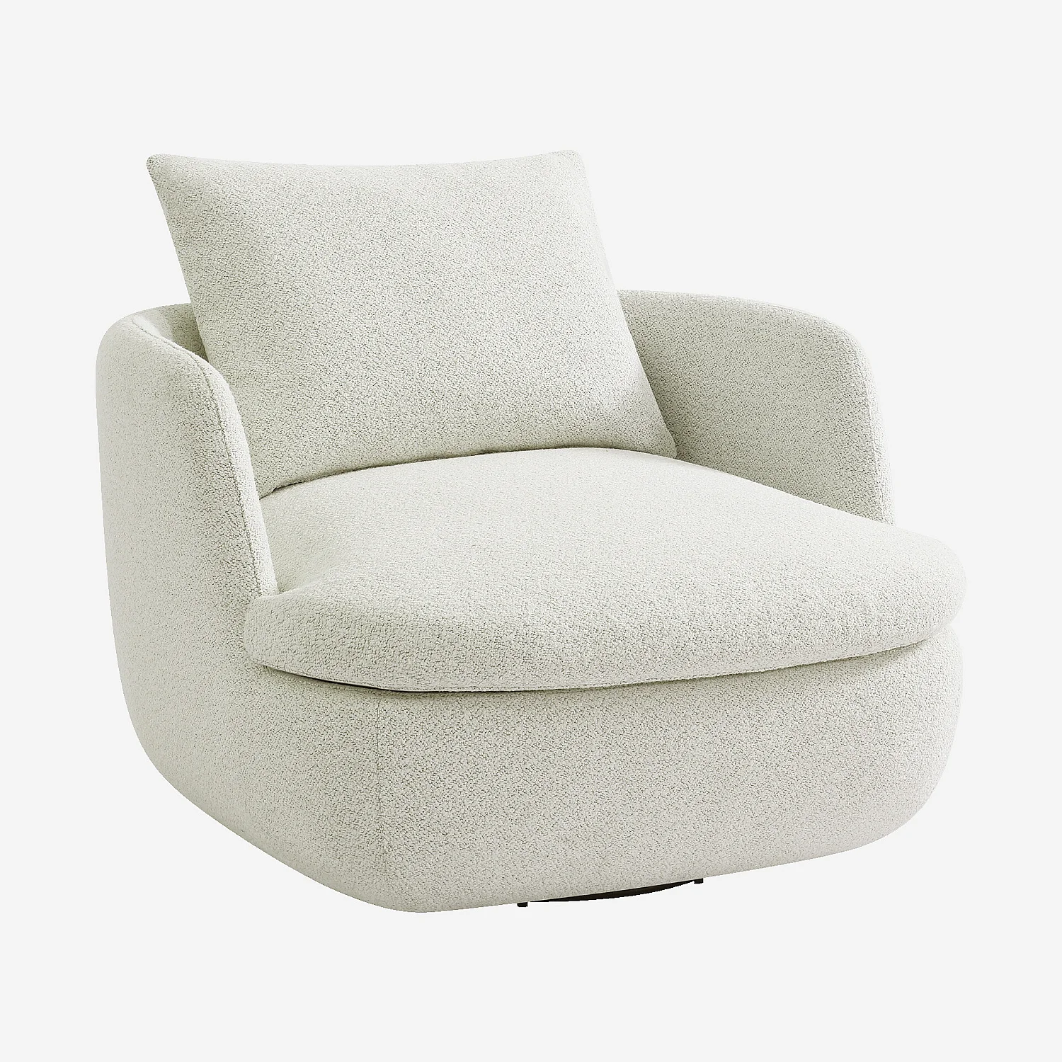 Fauteuil pivotant en tissu bouclette garni de plumes - Ivoire - 6