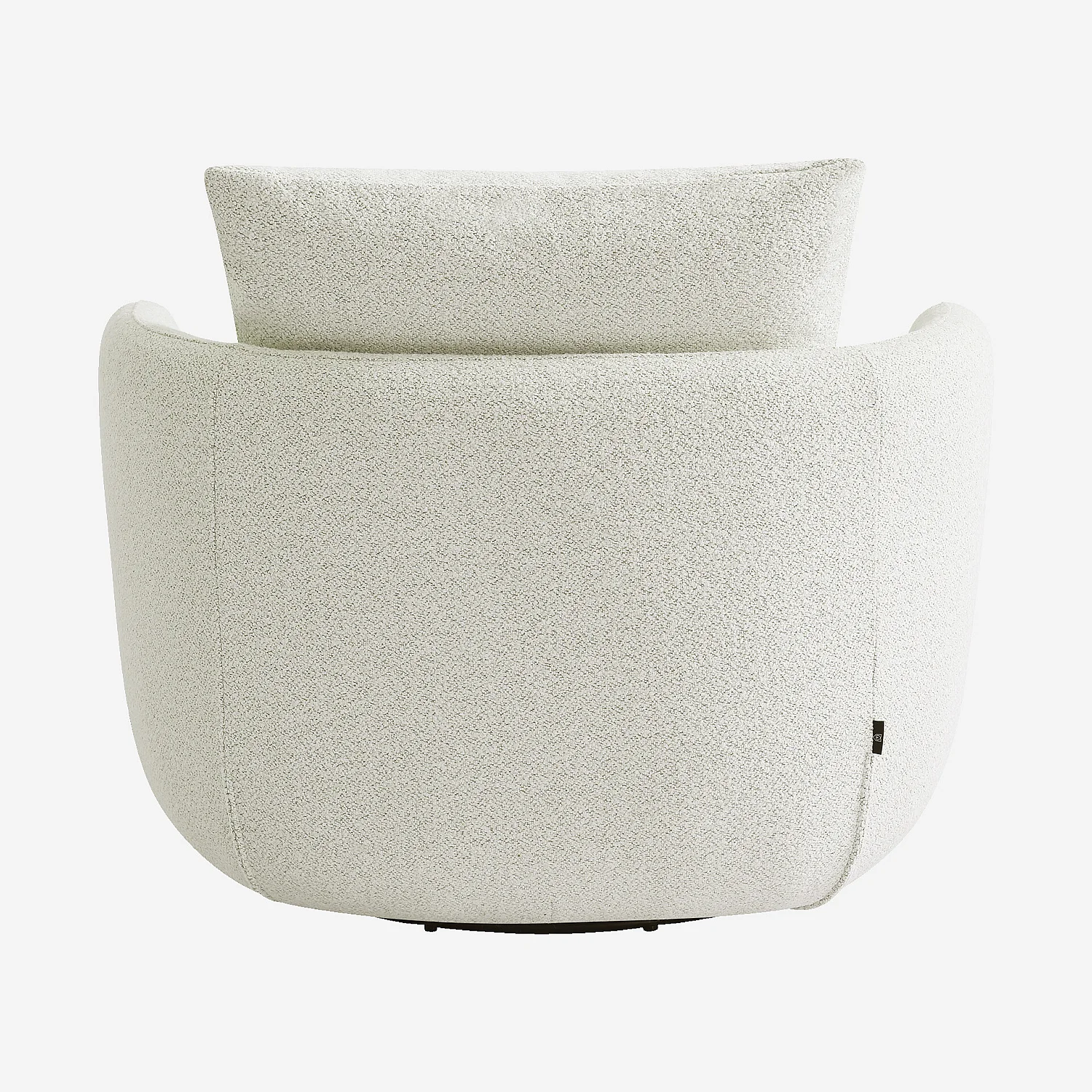 Fauteuil pivotant en tissu bouclette garni de plumes - Ivoire - 7