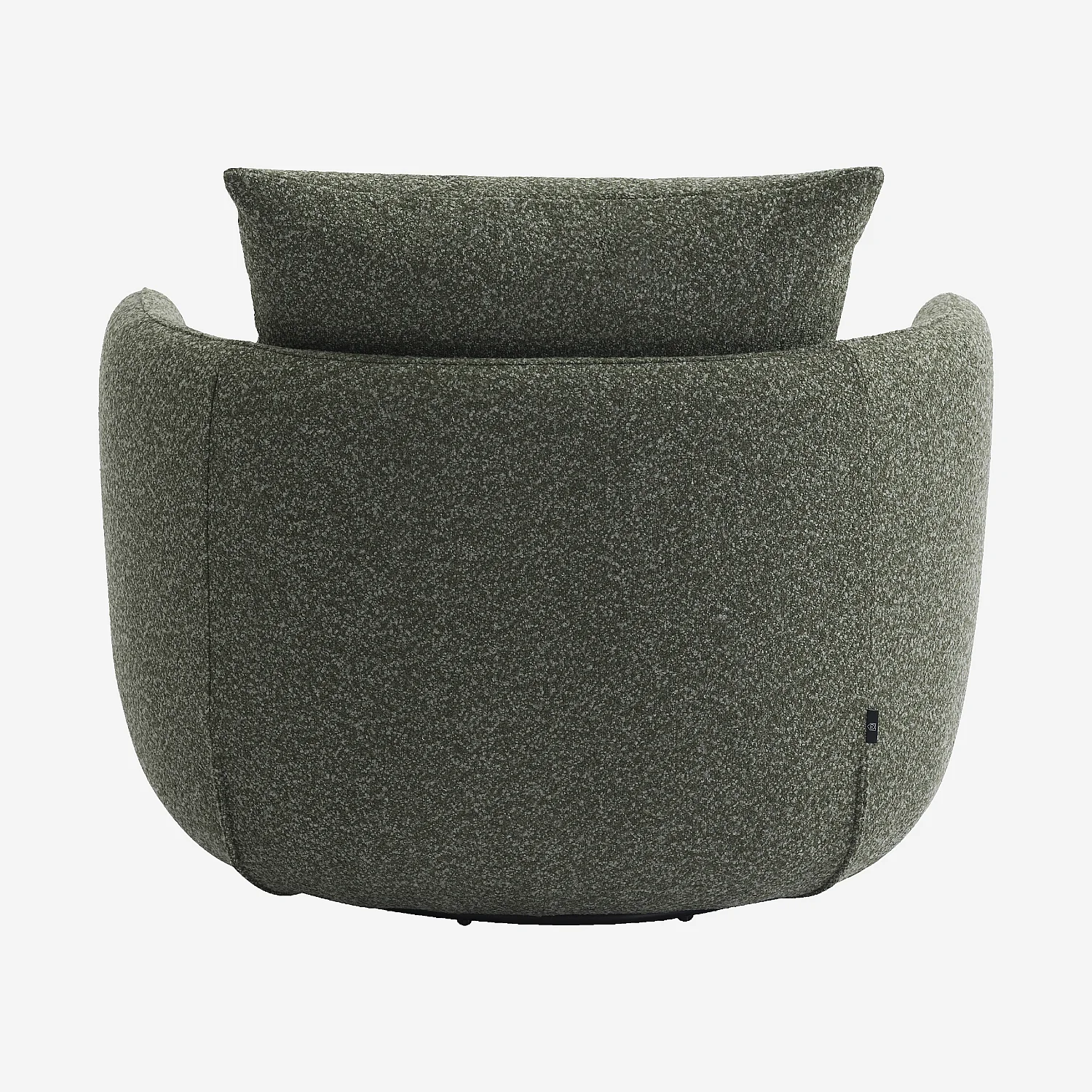 Fauteuil pivotant en tissu bouclette garni de plumes - Vert kaki - 6