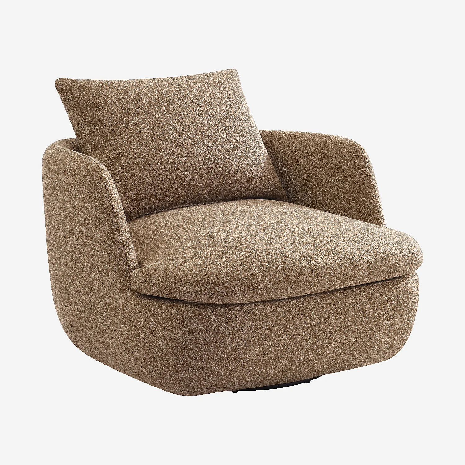 Fauteuil pivotant en tissu bouclette garni de plumes - Moka - 6