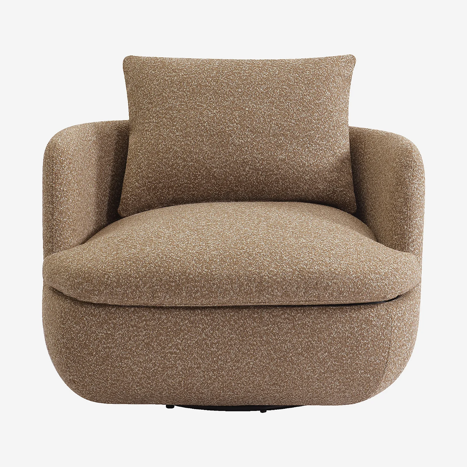 Fauteuil pivotant en tissu bouclette garni de plumes - Moka - 5