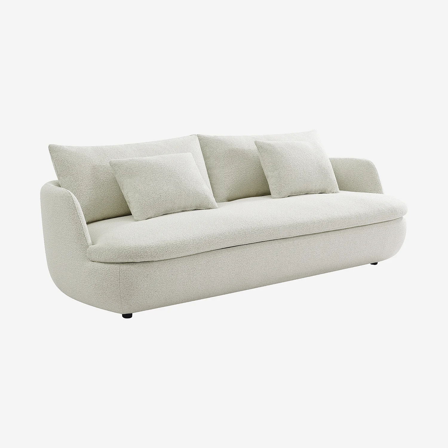 Canapé 3 places en tissu bouclette garni de plumes - Ivoire - 6