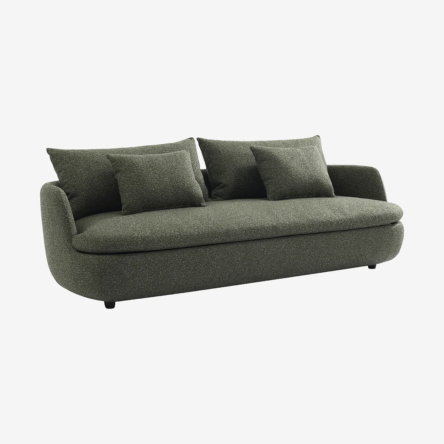 Canapé 3 places en tissu bouclette garni de plumes - Vert kaki - 4