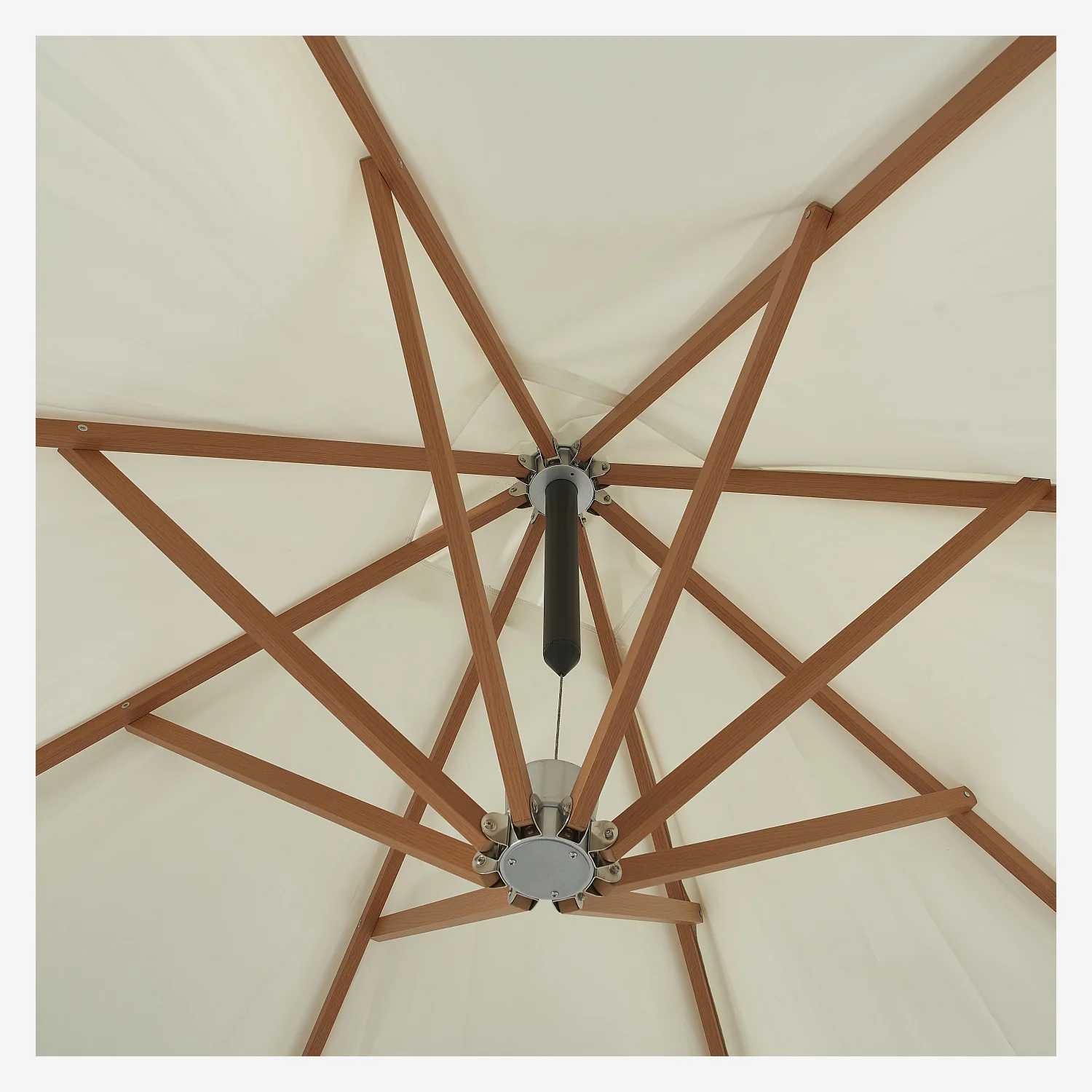 Parasol excéntrico de tejido y metal de 3 x 3 m - Crudo y natural - 3