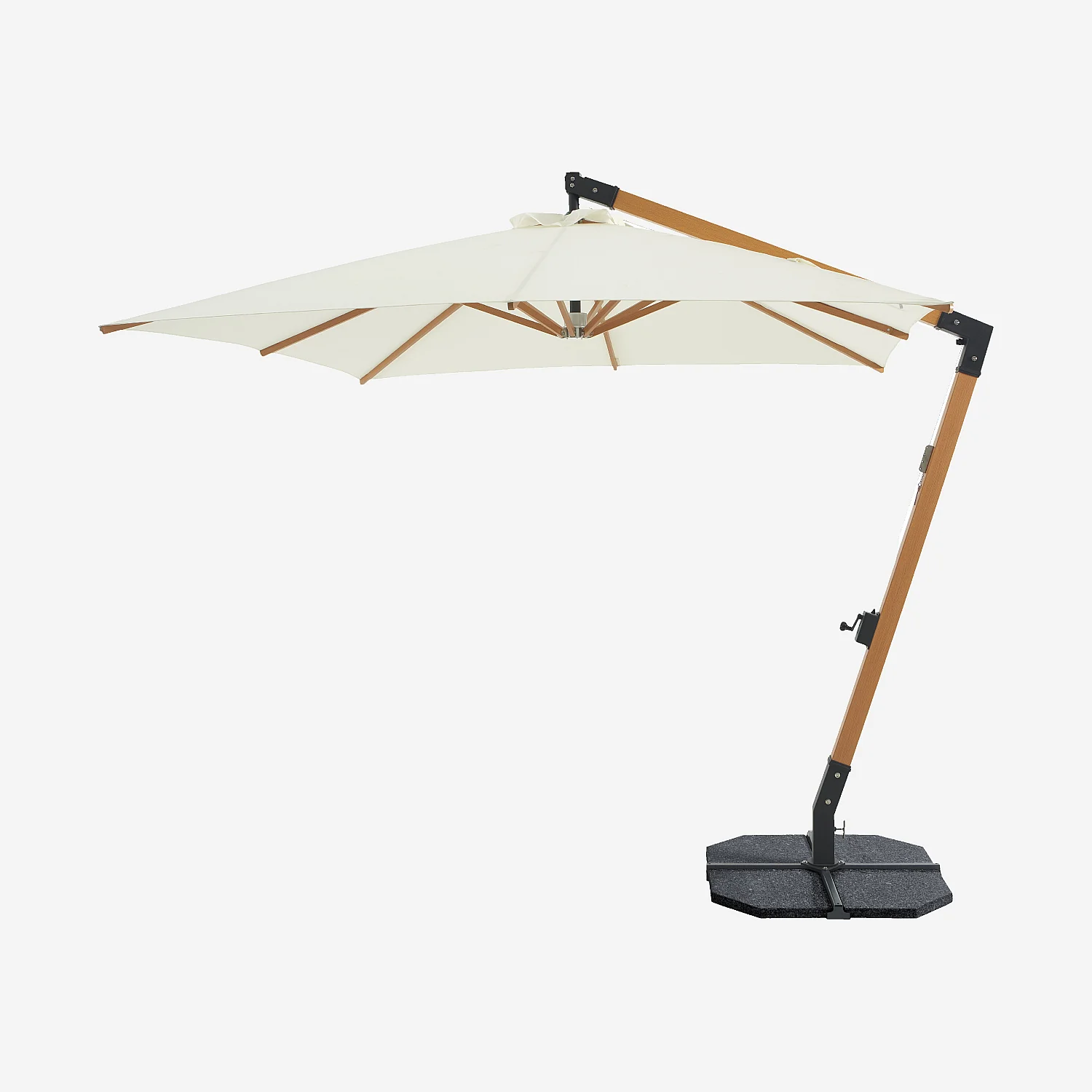 Parasol excéntrico de tejido y metal de 3 x 3 m - Crudo y natural - 1