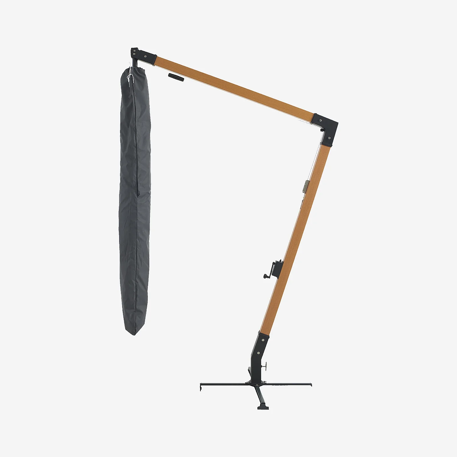 Ampelschirm aus Stoff und Metall 3 x 3 m - Ecru und naturfarben - 5