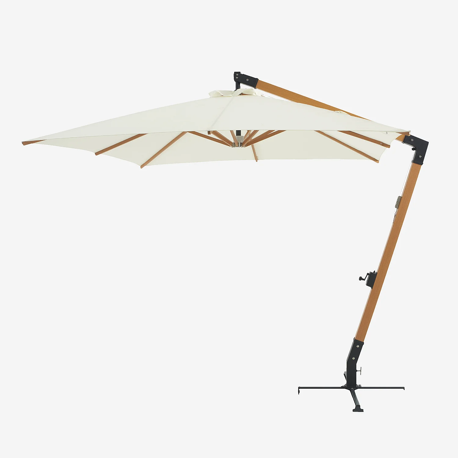 Ampelschirm aus Stoff und Metall 3 x 3 m - Ecru und naturfarben - 1