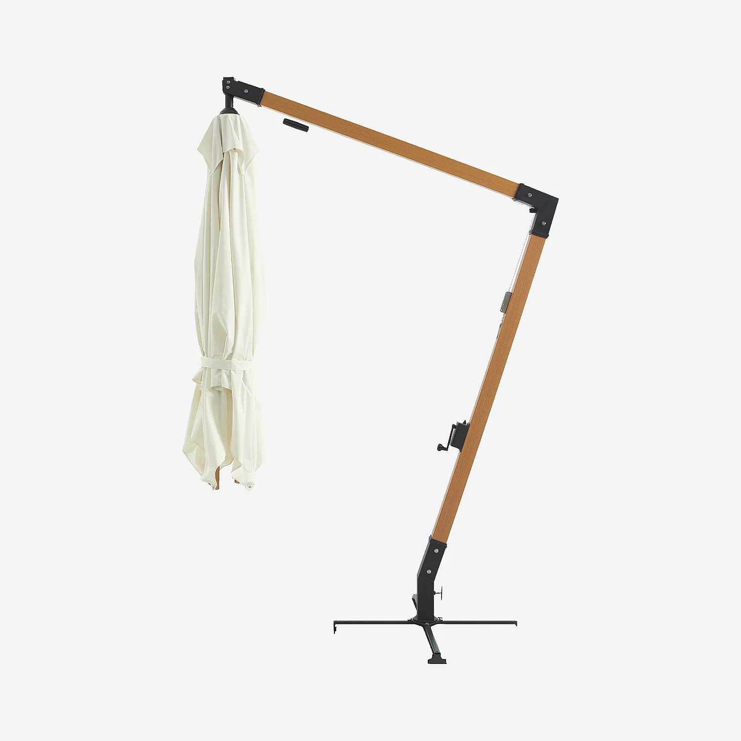 Ampelschirm aus Stoff und Metall 3 x 3 m - Ecru und naturfarben - 2