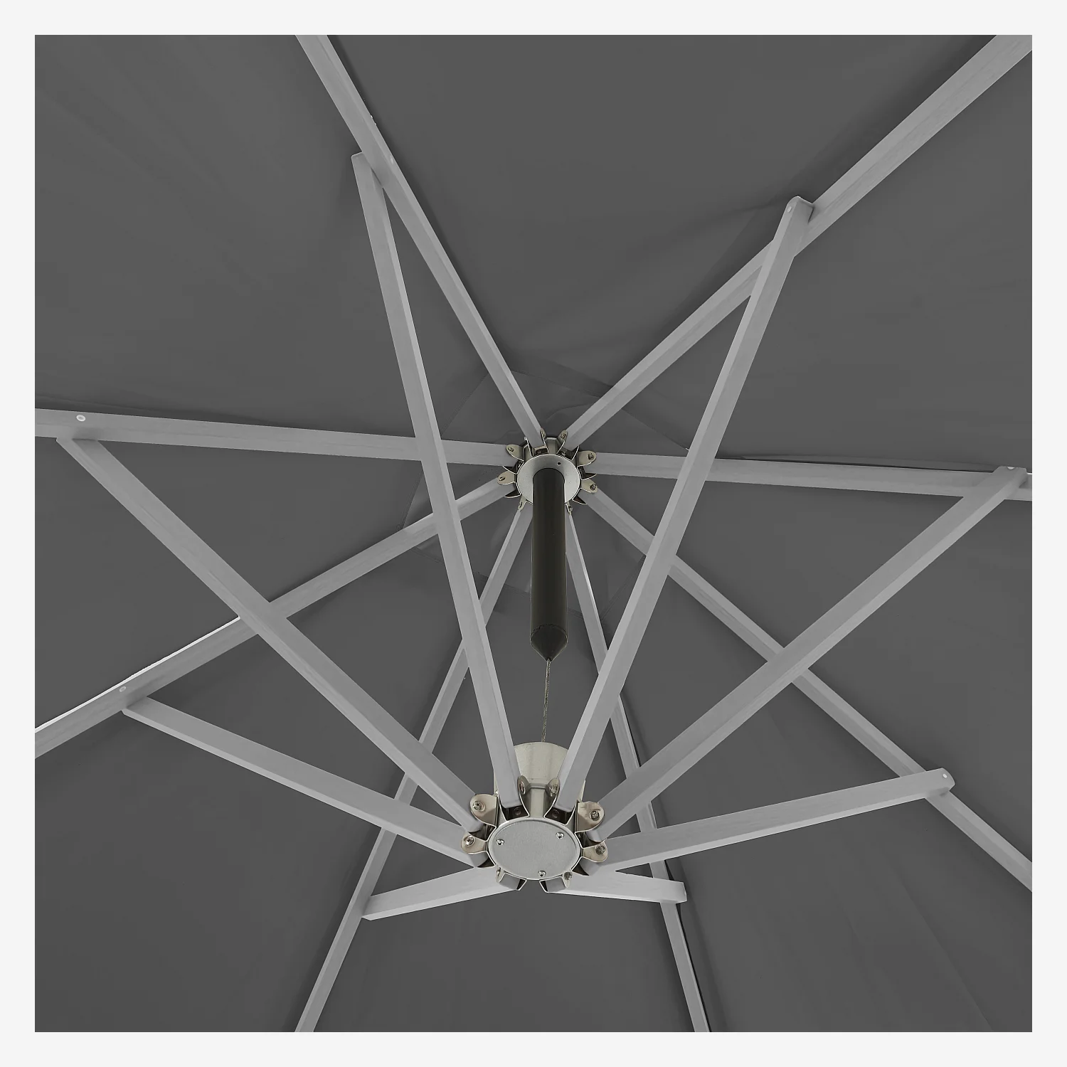 Parasol excéntrico de tejido y metal de 3 x 3 m - Antracita y plateado - 3