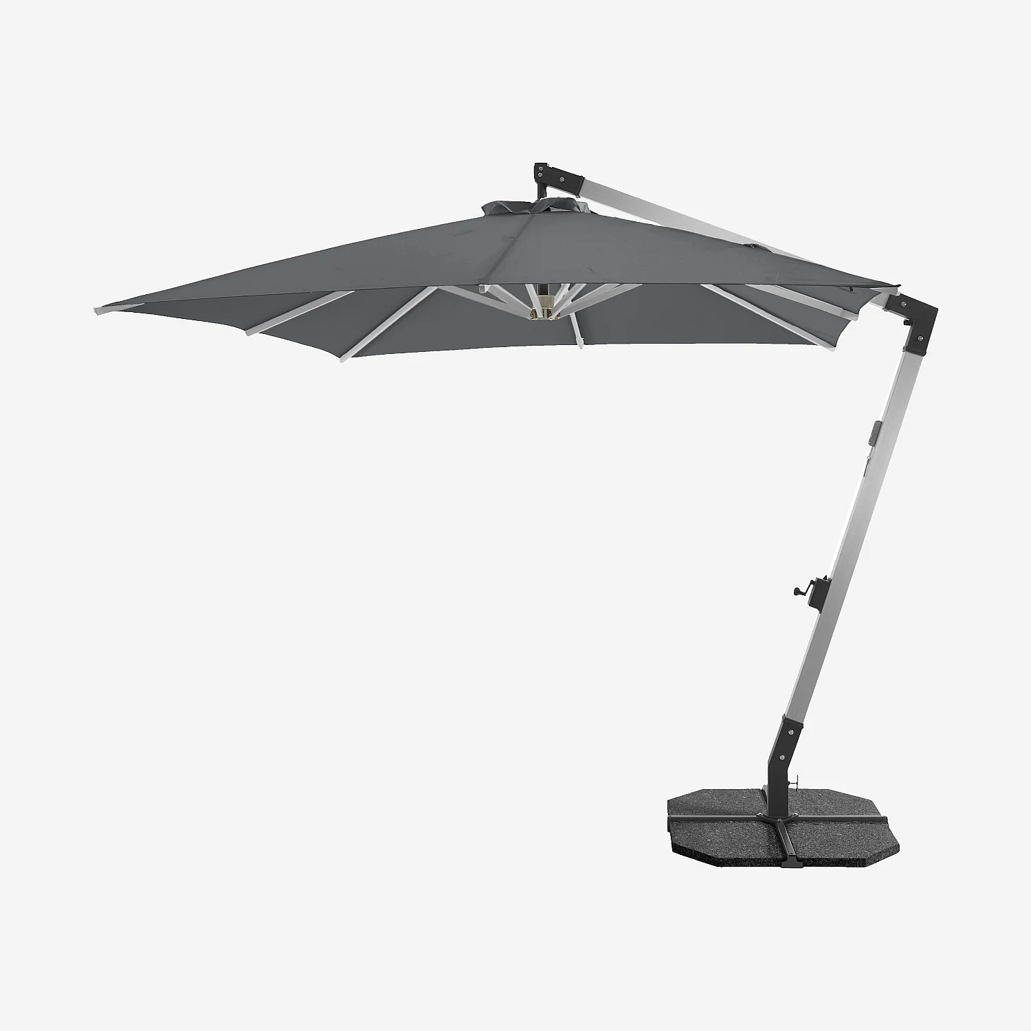 Parasol excéntrico de tejido y metal de 3 x 3 m - Antracita y plateado - 1